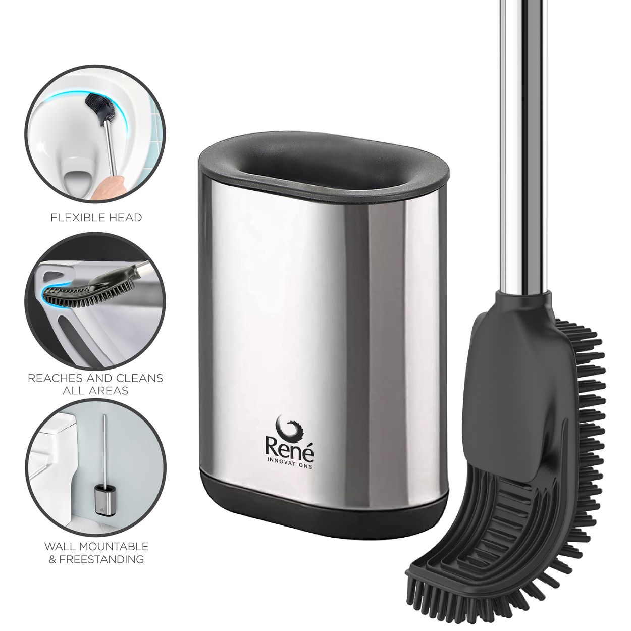 Rene Silicone Toilet Brush Stainless Steel