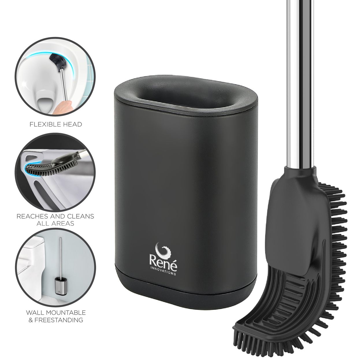 Rene Silicone Toilet Brush Black