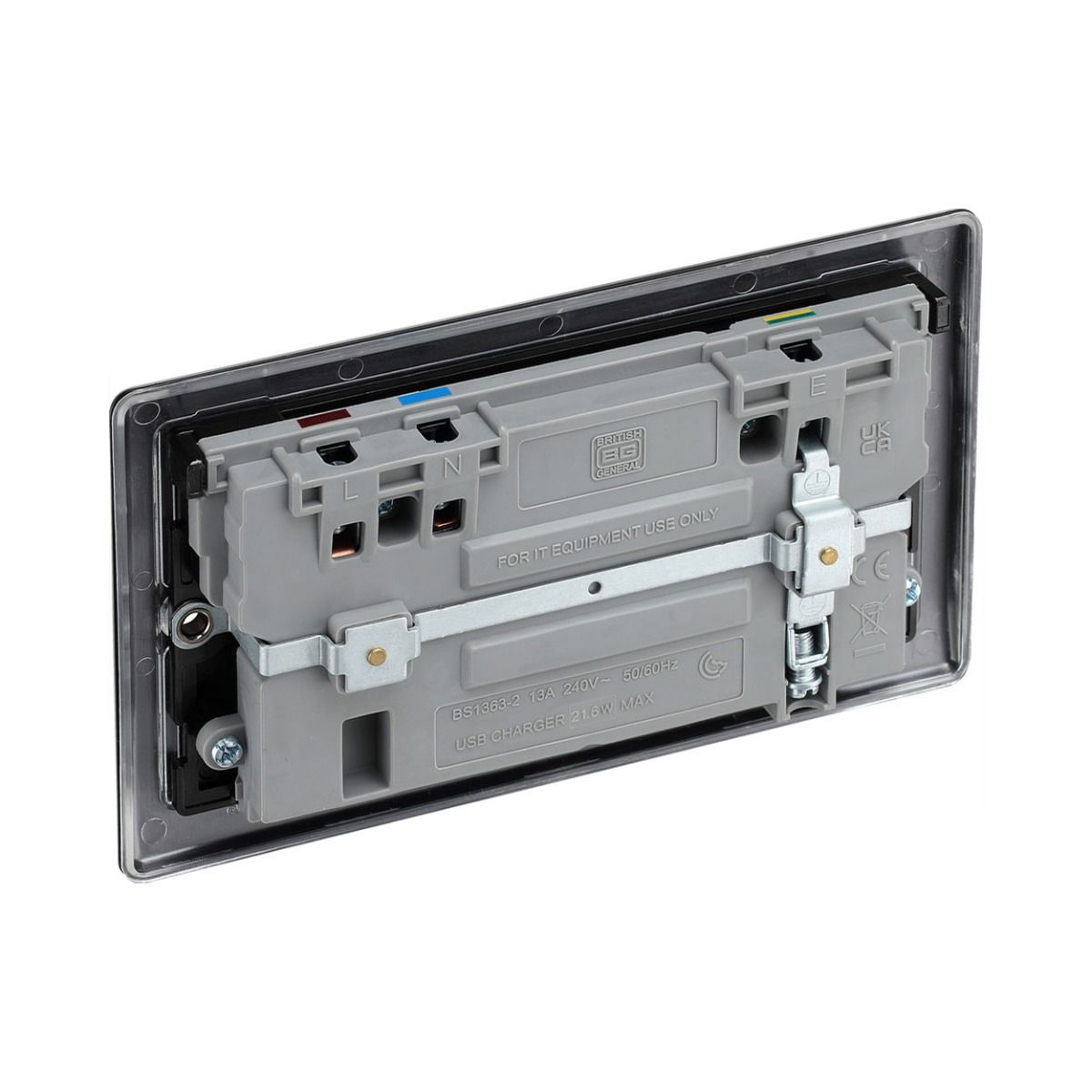 Bg Nexus Matt Black 22W Double Usb Socket A+C