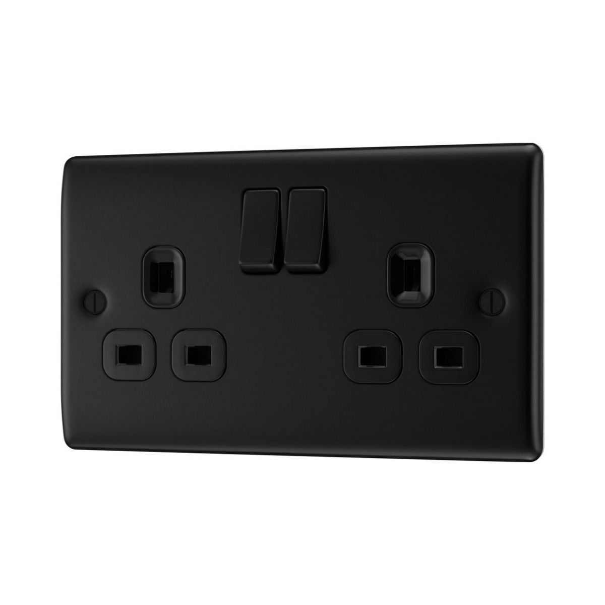 Bg Nexus Matt Black 13A Double Socket