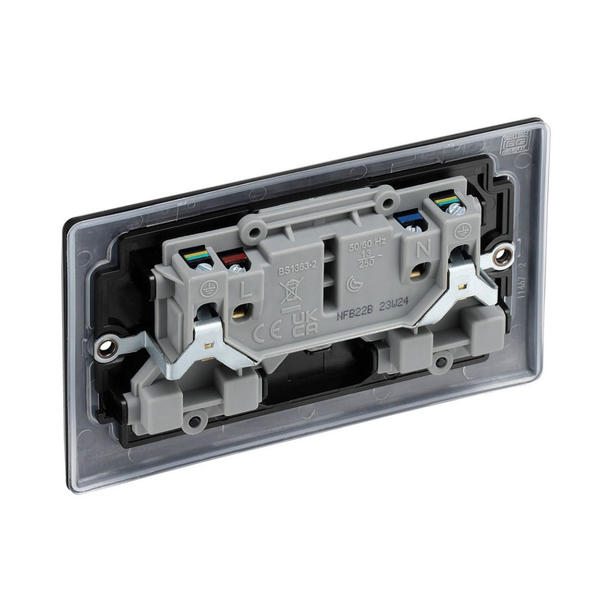 Bg Nexus Matt Black 13A Double Socket
