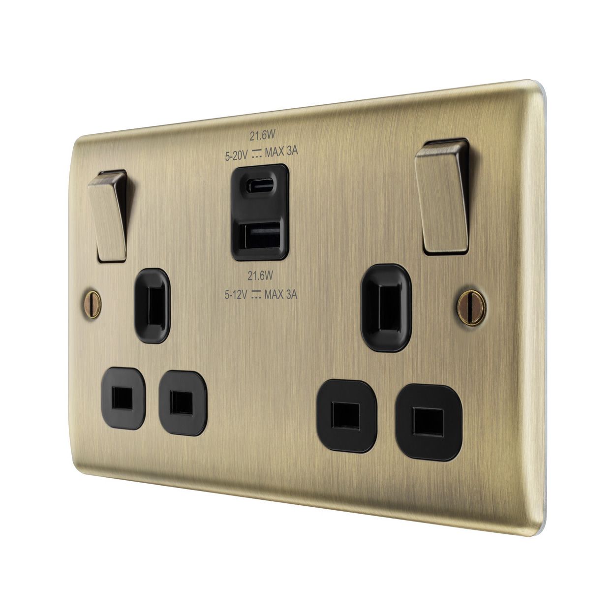 Bg Nexus Antique Brass 22W Double Usb Socket A+C