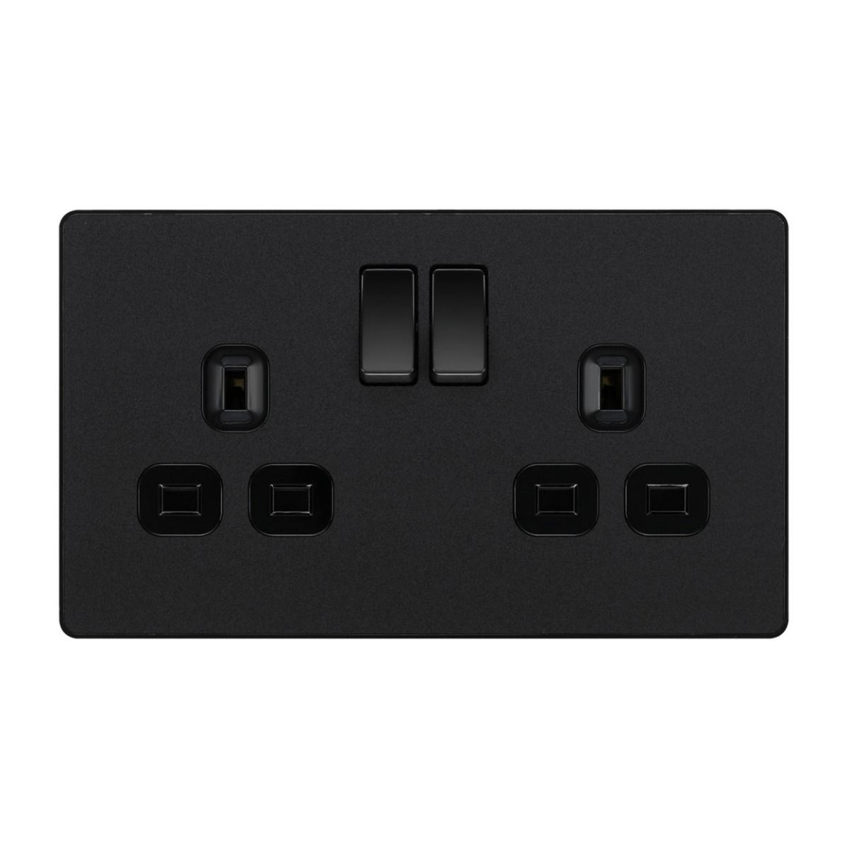 Bg Evolve Matt Black 13A Double Socket