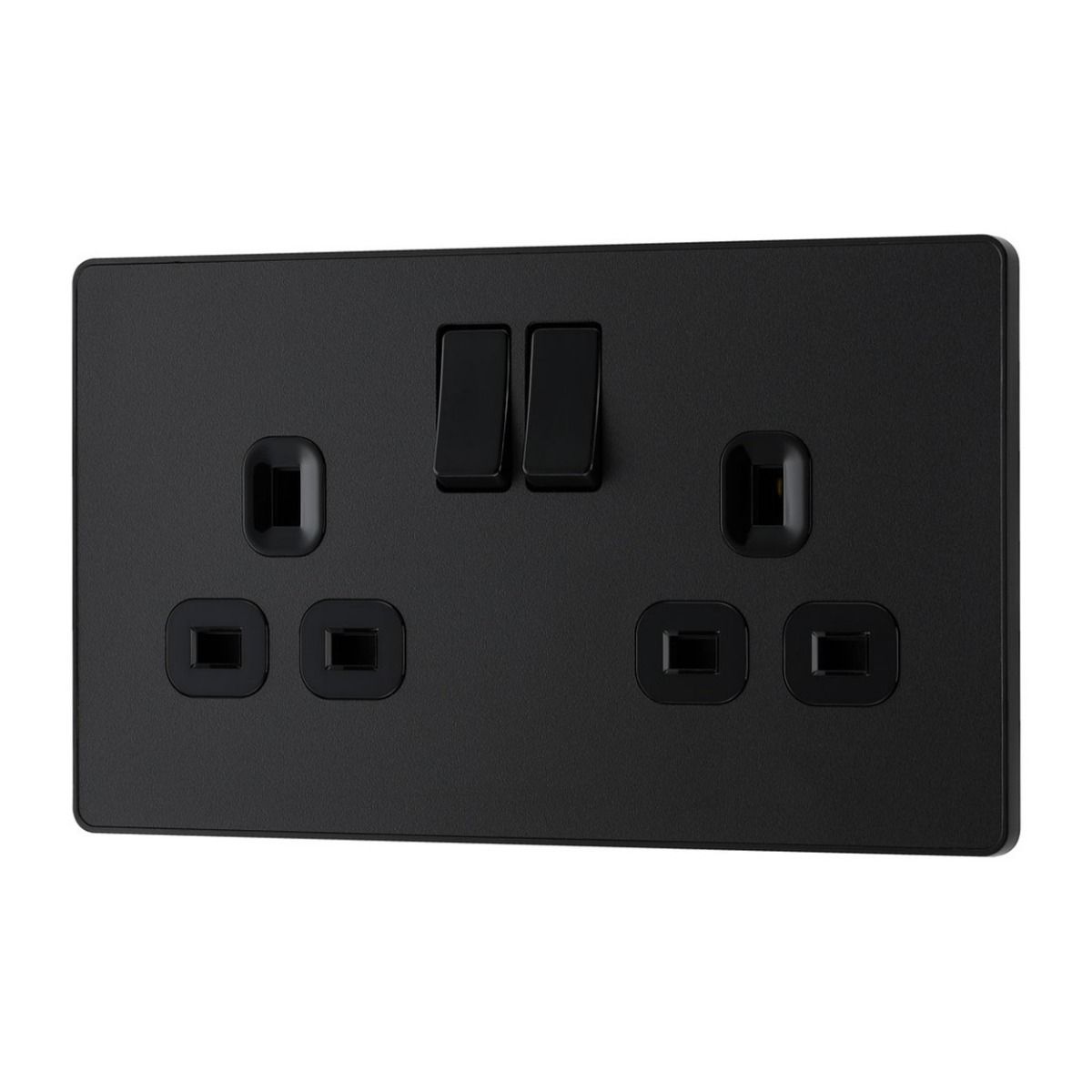 Bg Evolve Matt Black 13A Double Socket