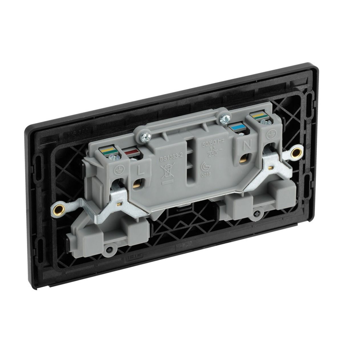 Bg Evolve Matt Black 13A Double Socket