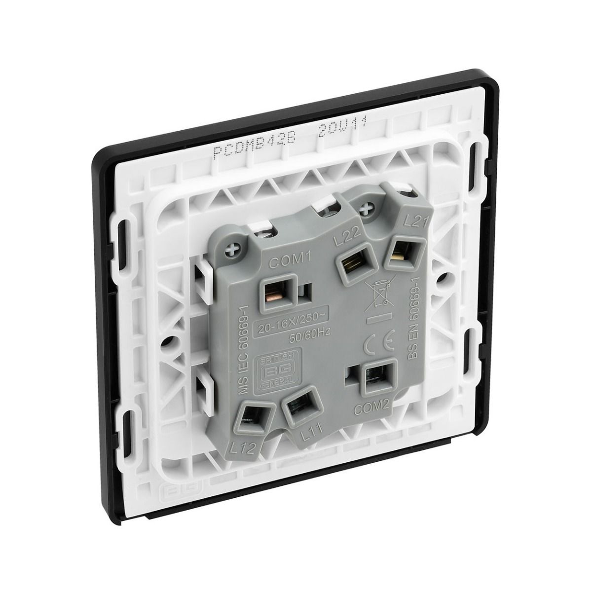 Bg Evolve Matt Black 20A Double 2 Way Switch