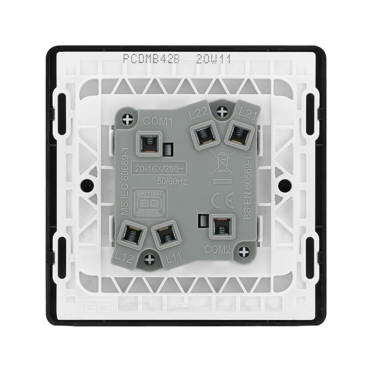 Bg Evolve Matt Black 20A Double 2 Way Switch