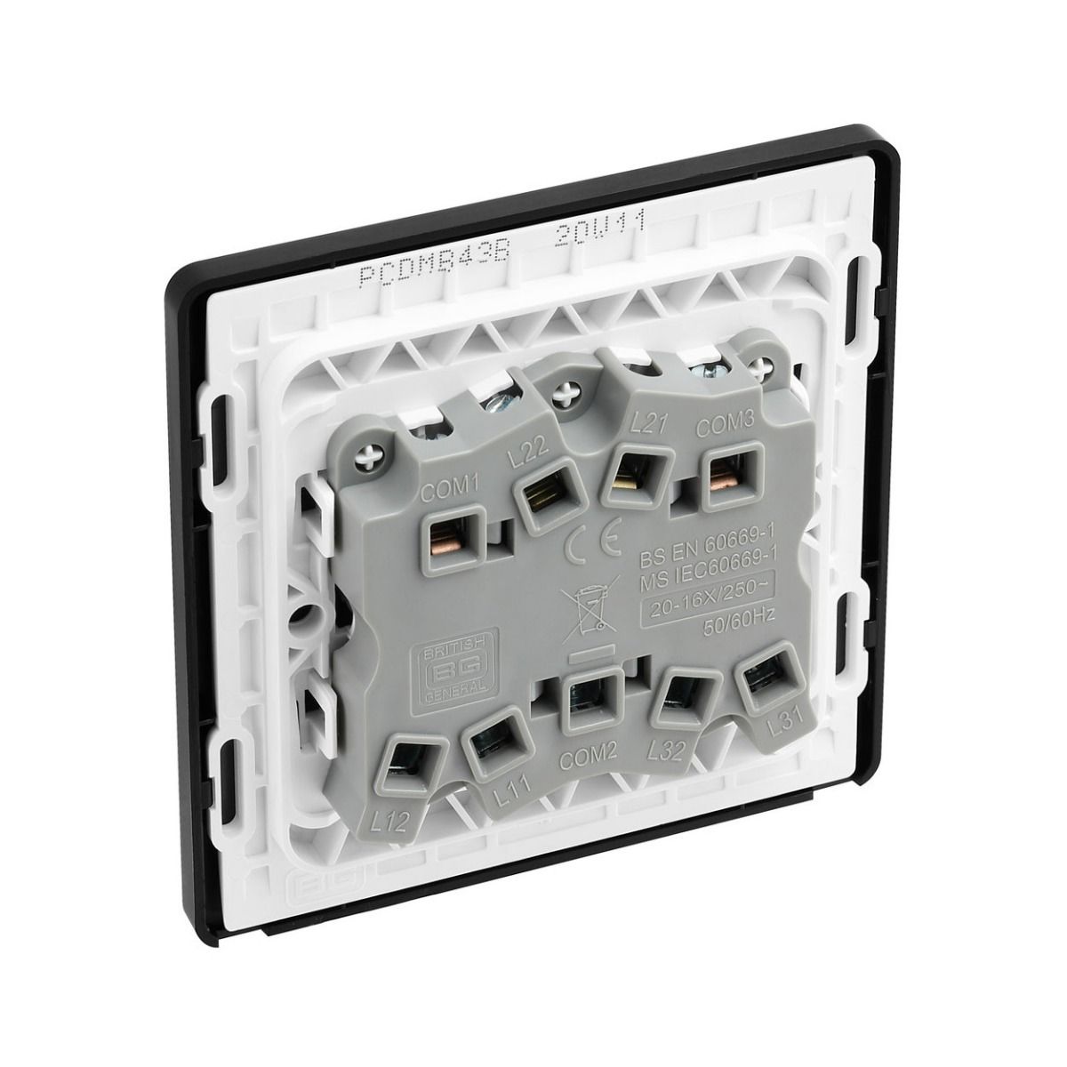 Bg Evolve Matt Black 20A Triple 2 Way Switch