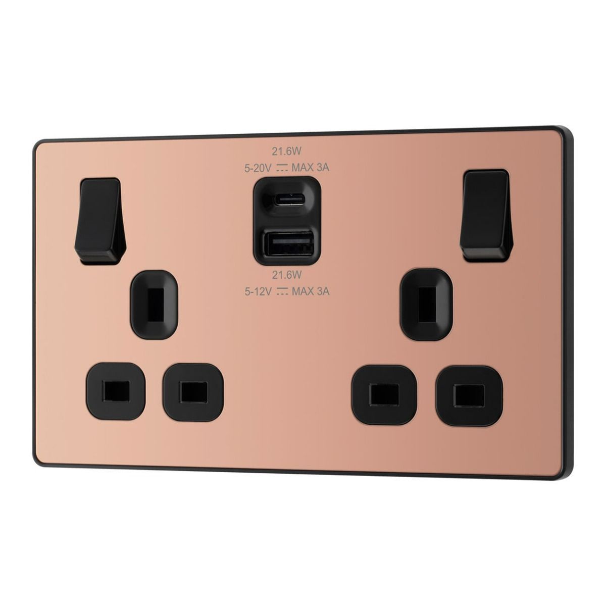 Bg Evolve Satin Brass 22W Double Usb Socket A+C