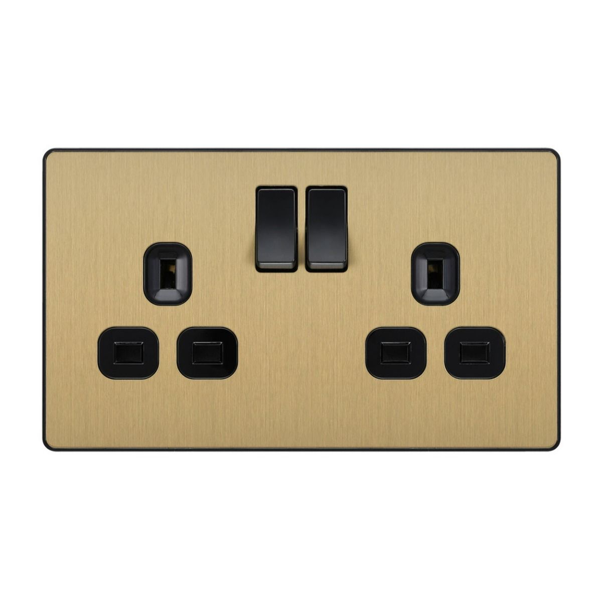 Bg Evolve Satin Brass 13A Double Socket