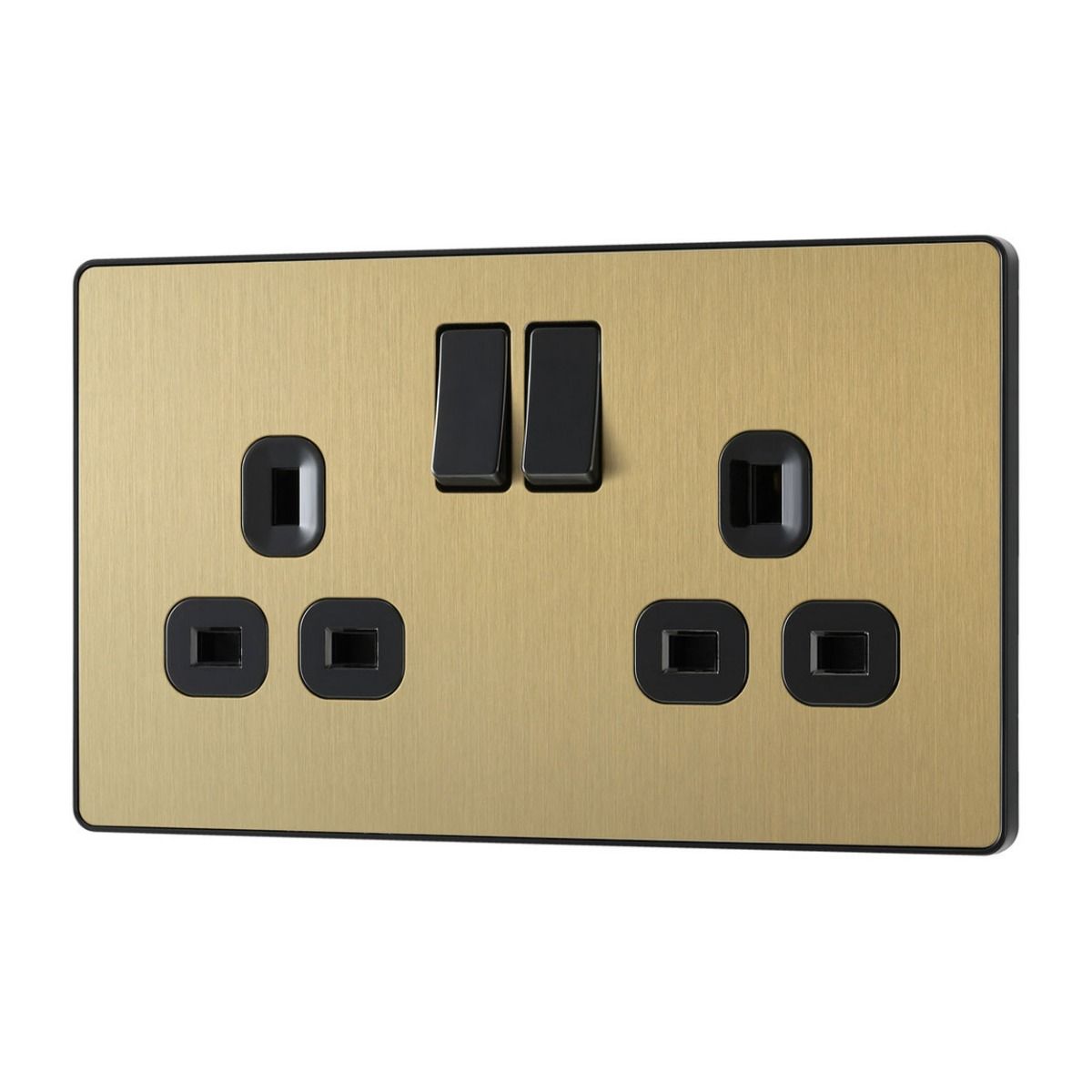 Bg Evolve Satin Brass 13A Double Socket