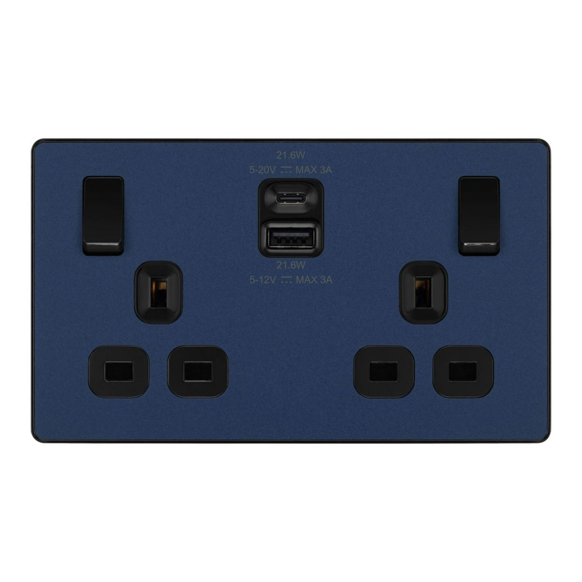 Bg Evolve Matt Blue 22W Double Usb Socket A+C