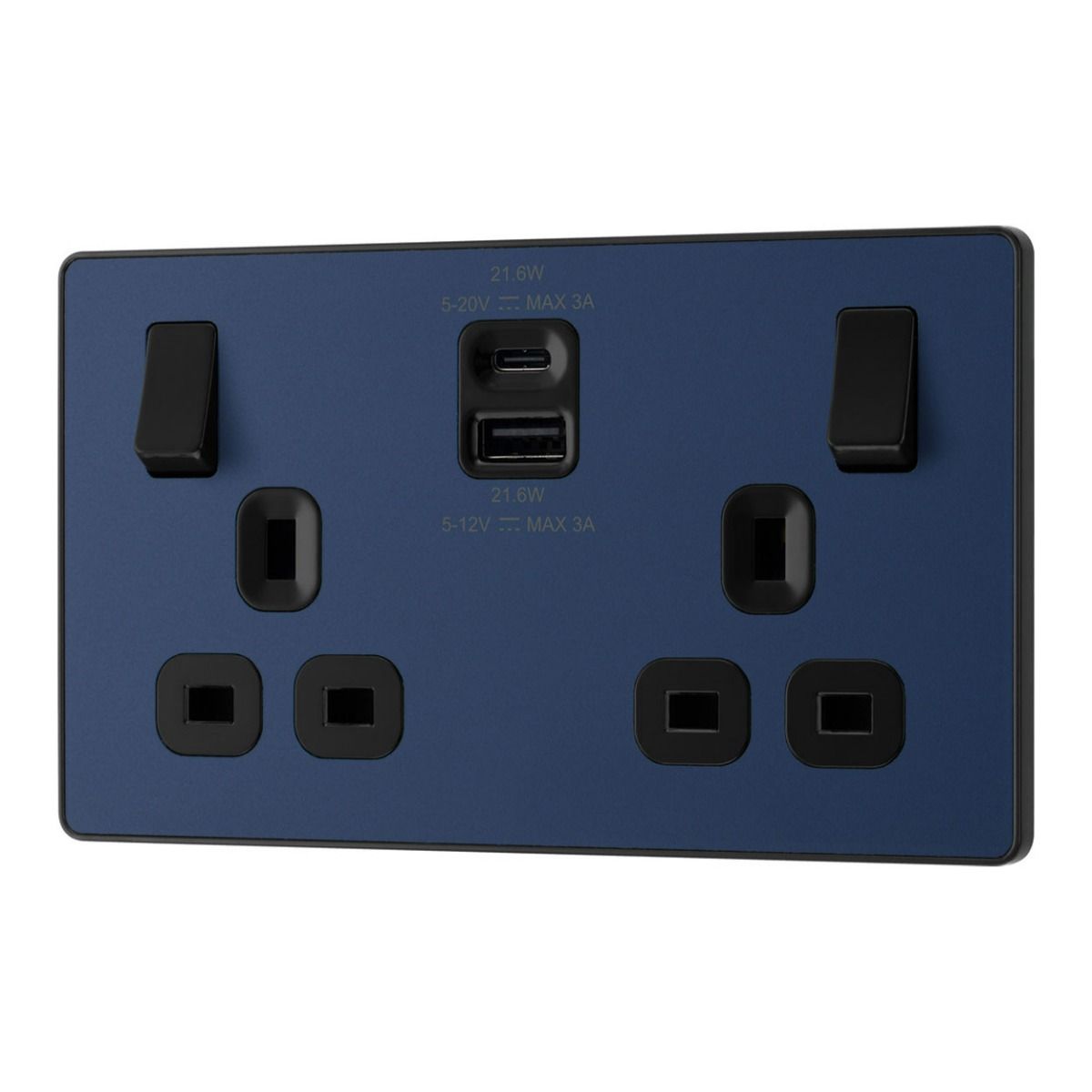 Bg Evolve Matt Blue 22W Double Usb Socket A+C