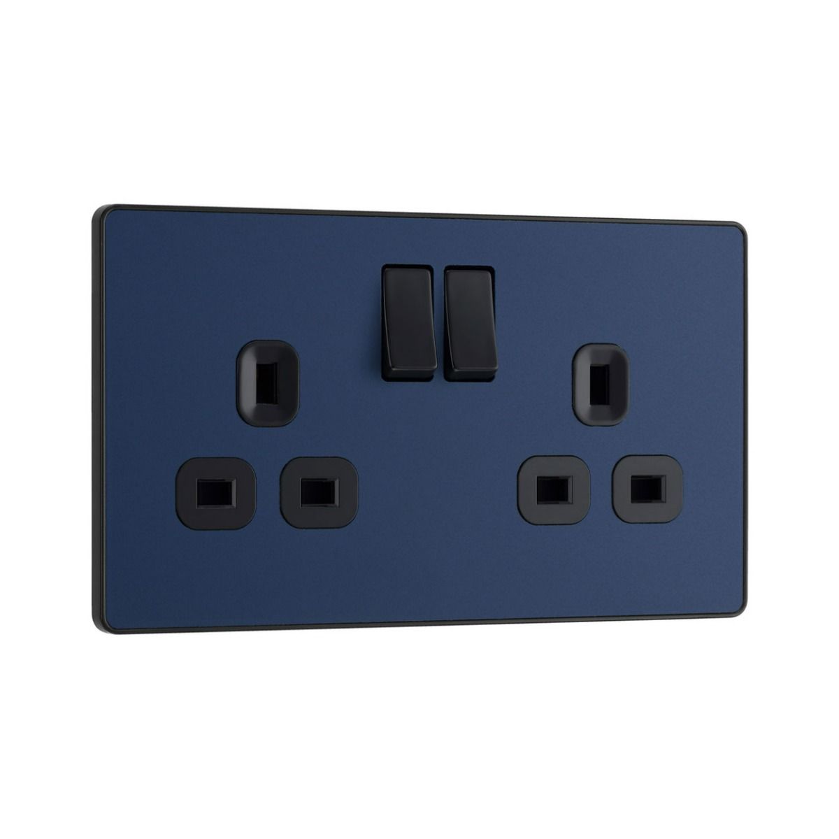 Bg Evolve Matt Blue 13A Double Socket