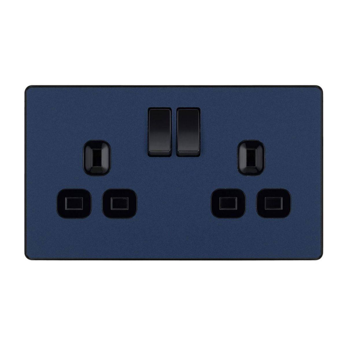 Bg Evolve Matt Blue 13A Double Socket
