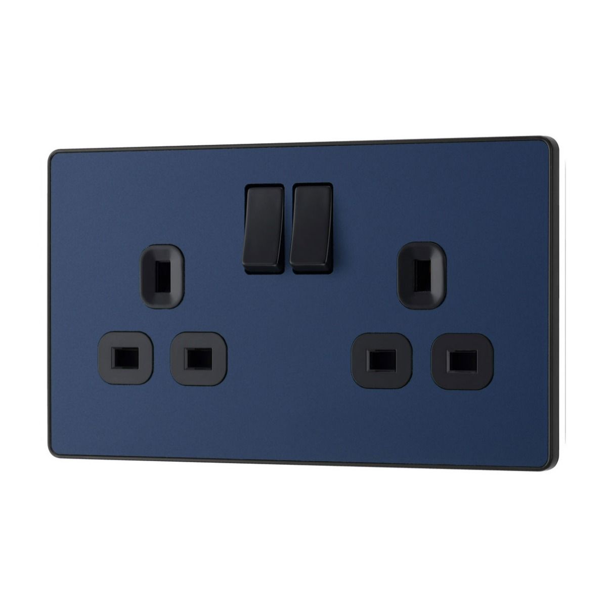 Bg Evolve Matt Blue 13A Double Socket