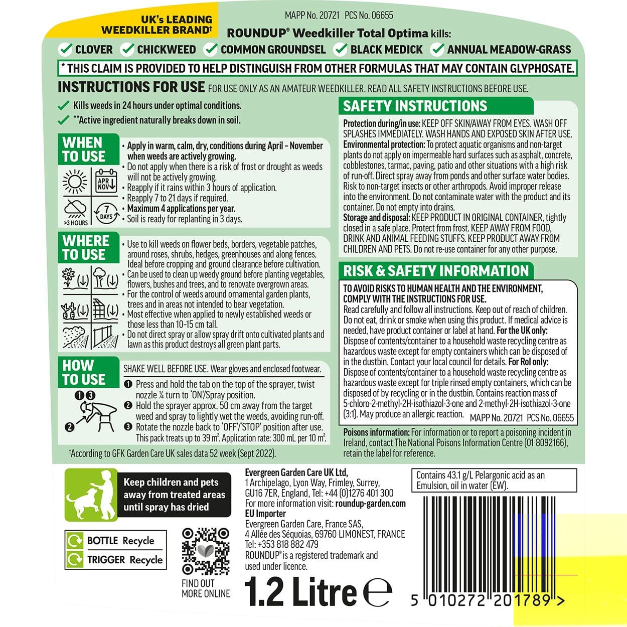 Roundup Total Optima Weedkiller 1.2L