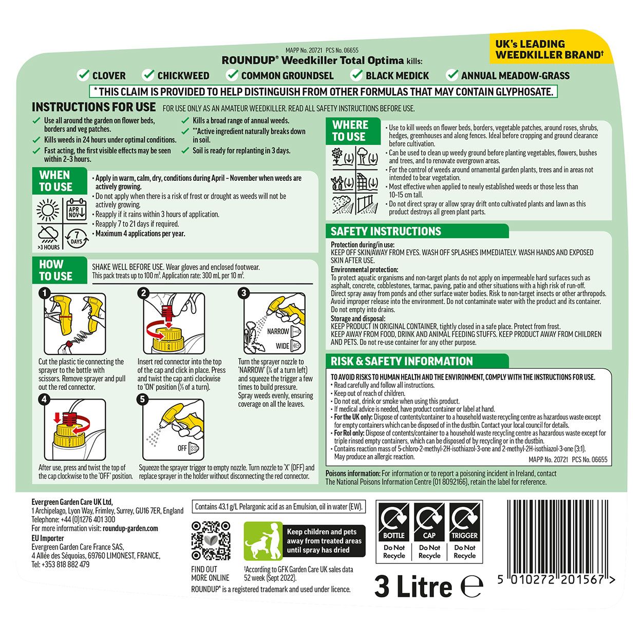Roundup Total Optima Weedkiller 3L