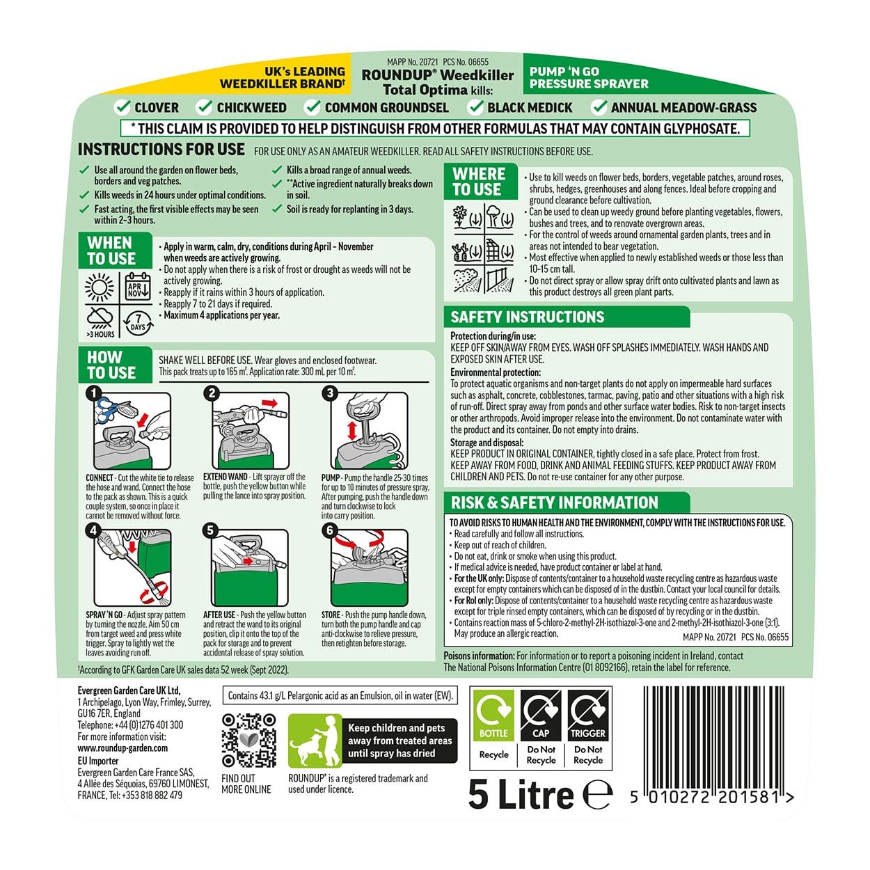 Roundup Total Optima Pump & Go Pump Spray 5L