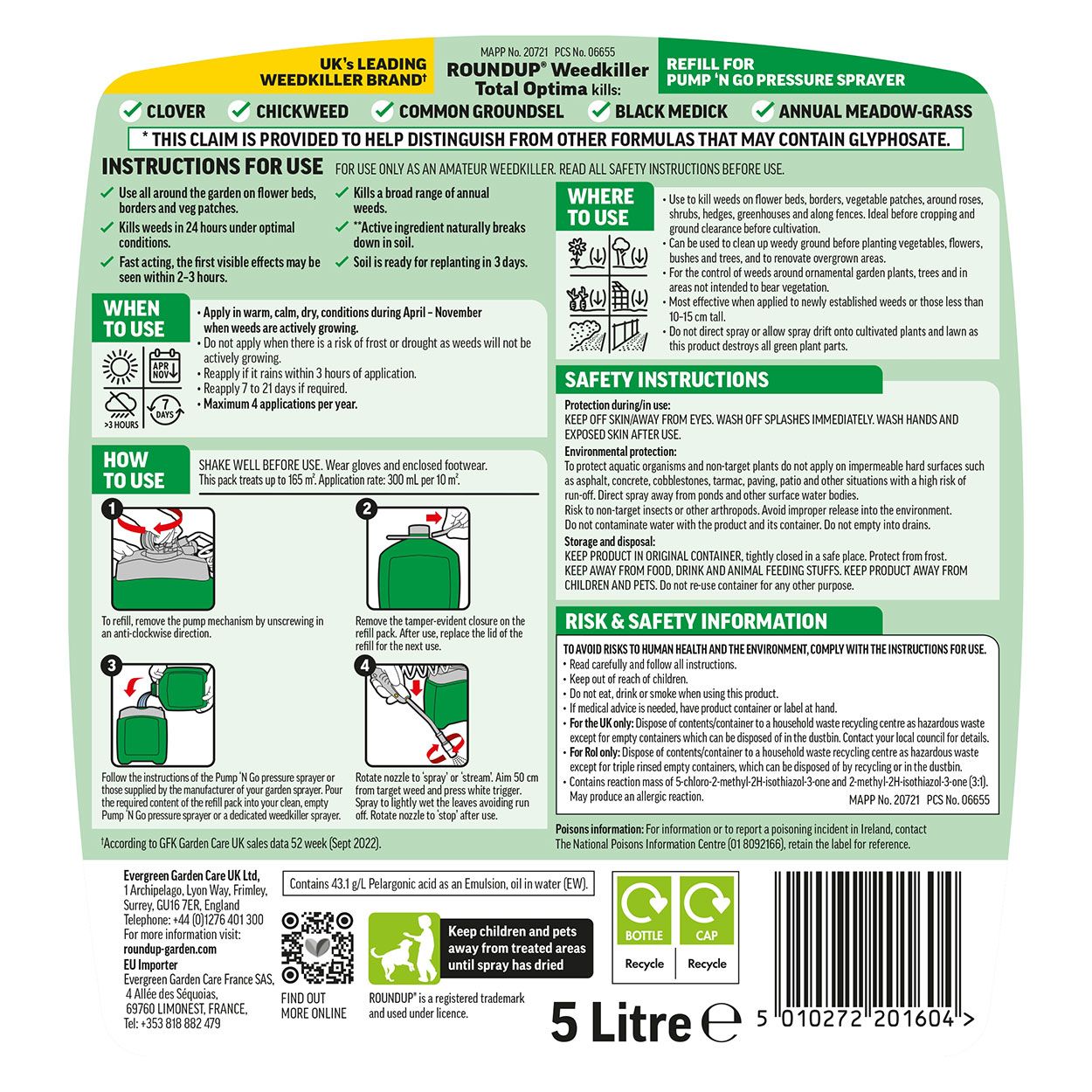 Roundup Total Optima Pump & Go Refill 5L