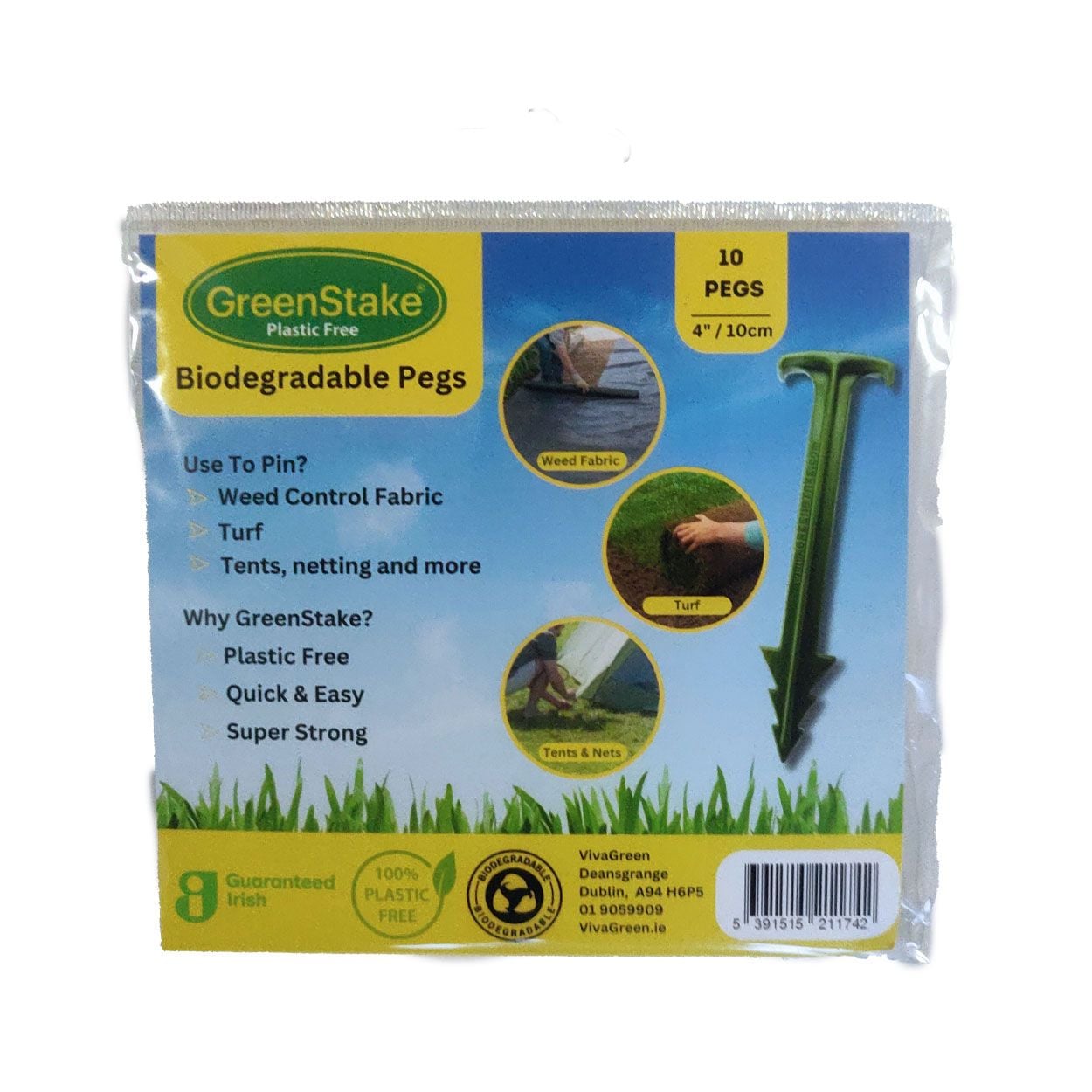 Greenstake Biodegradable Fabric Pegs 10 Pack