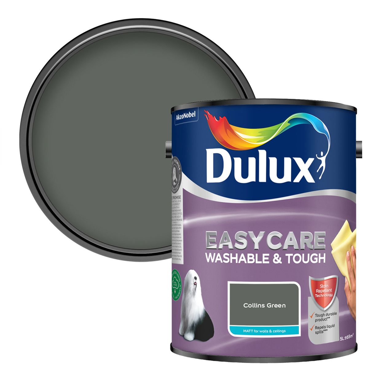 Dulux Easycare Washable & Tough Matt Collins Green 5L