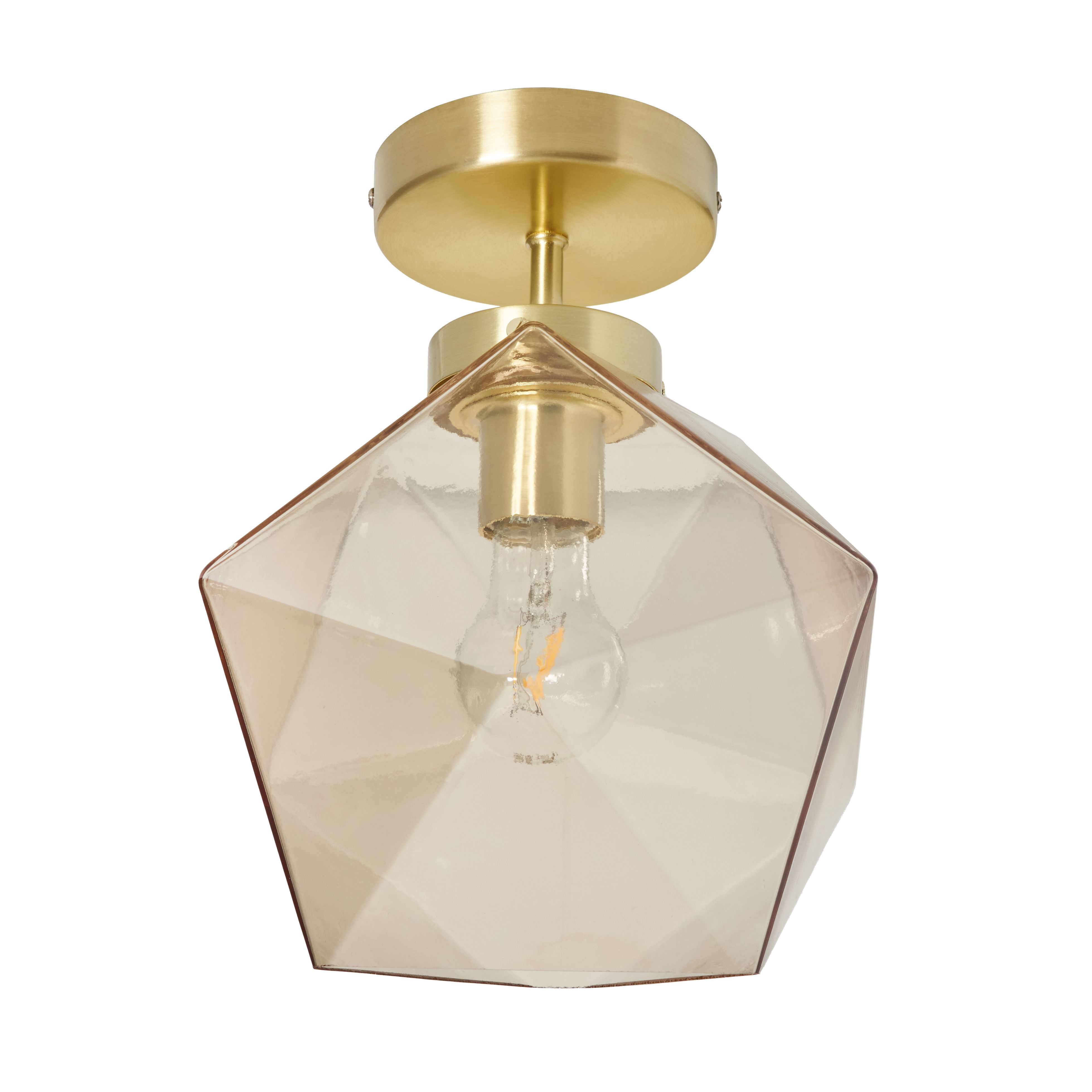 Luga Geometric Champagne Panel Flush Light - Satin Brass