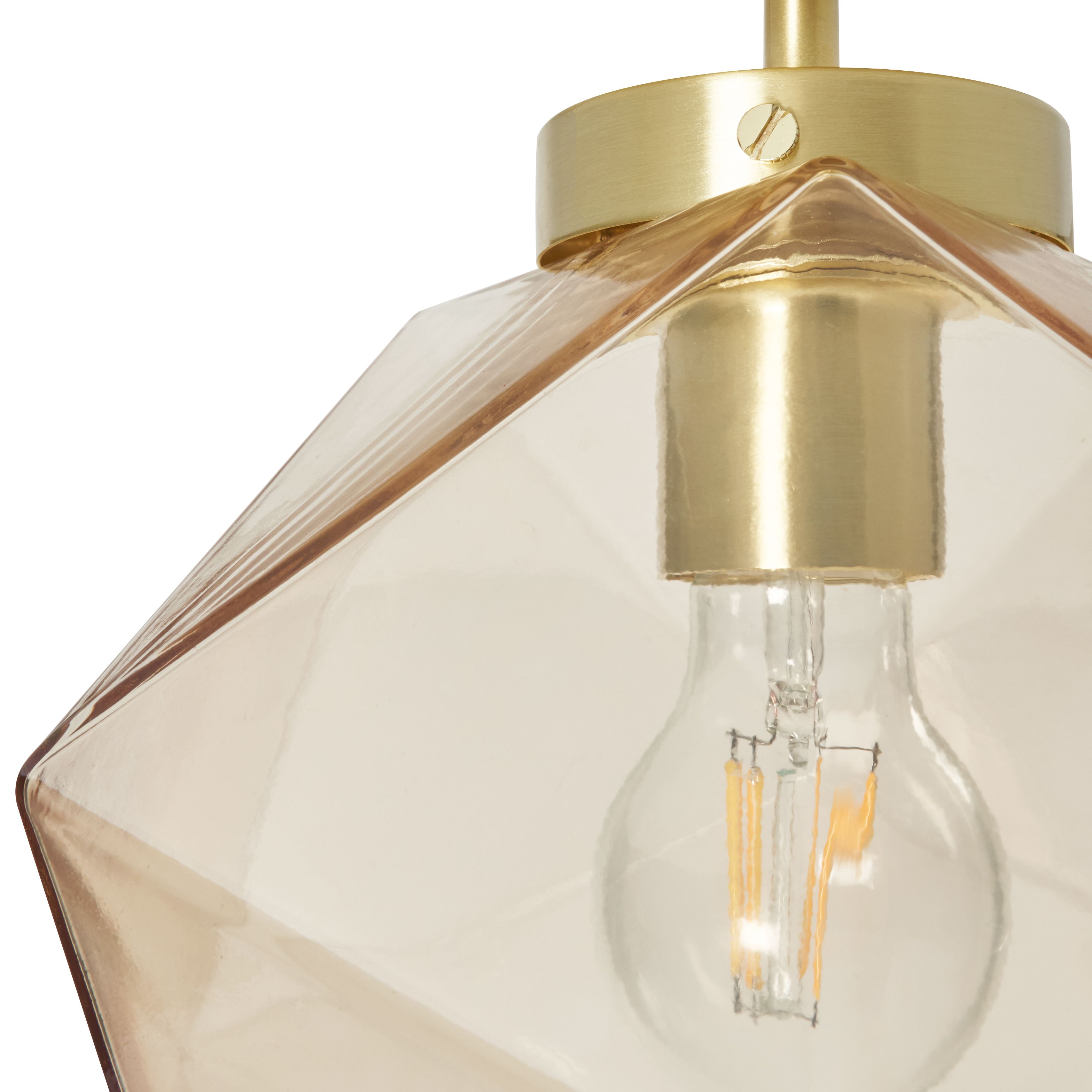 Luga Geometric Champagne Panel Flush Light - Satin Brass