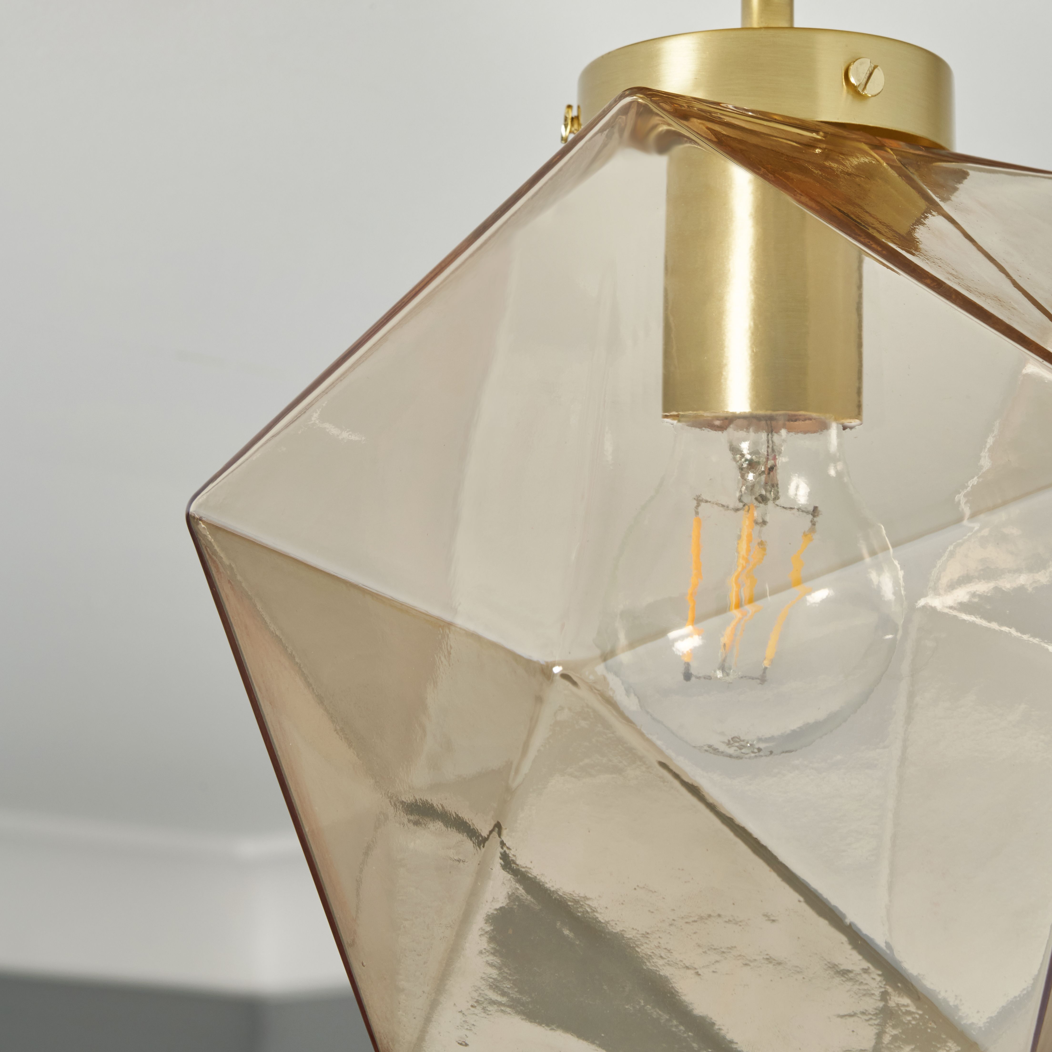 Luga Geometric Champagne Panel Flush Light - Satin Brass