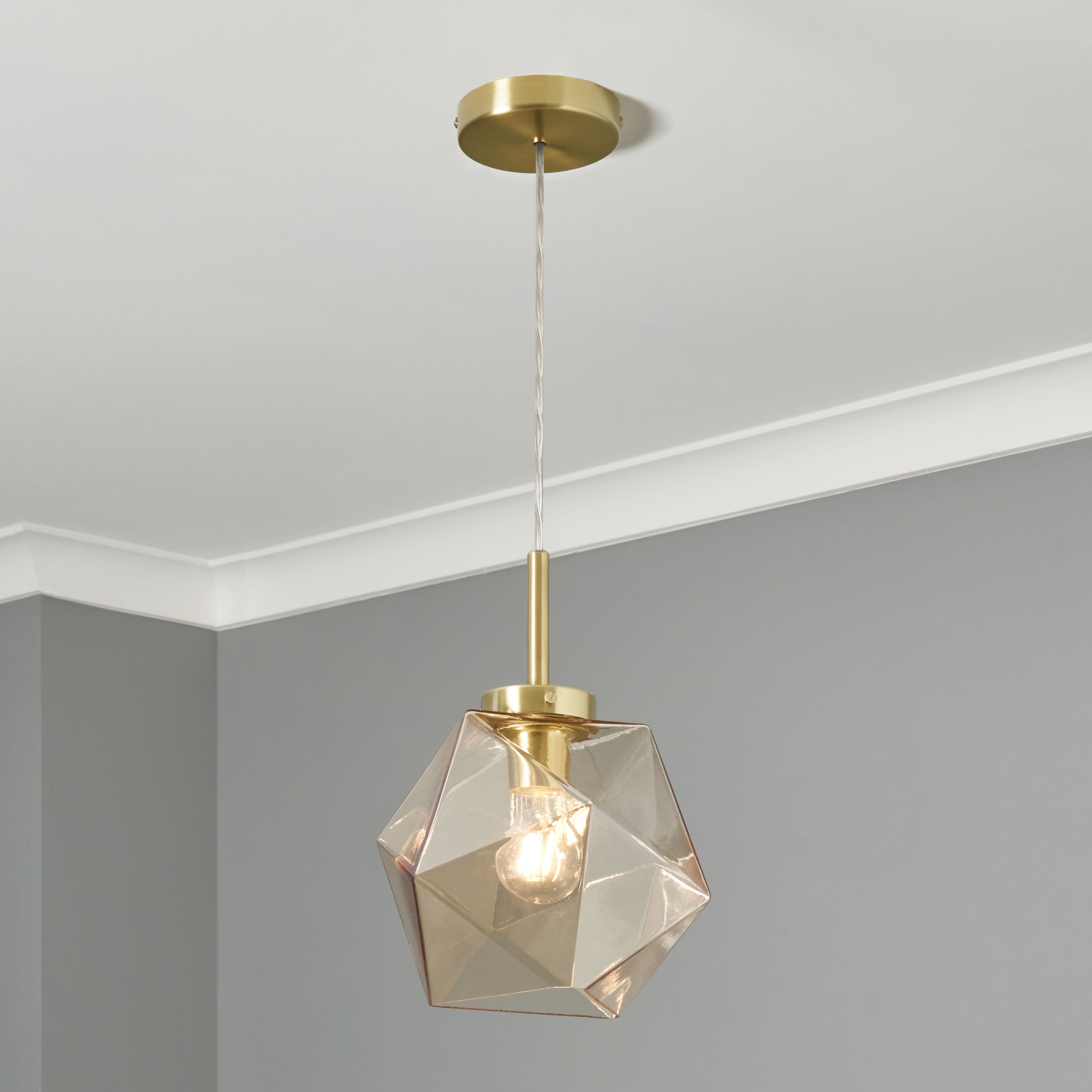 Luga Geometric Champagne Panel Ceiling Light - Satin Brass