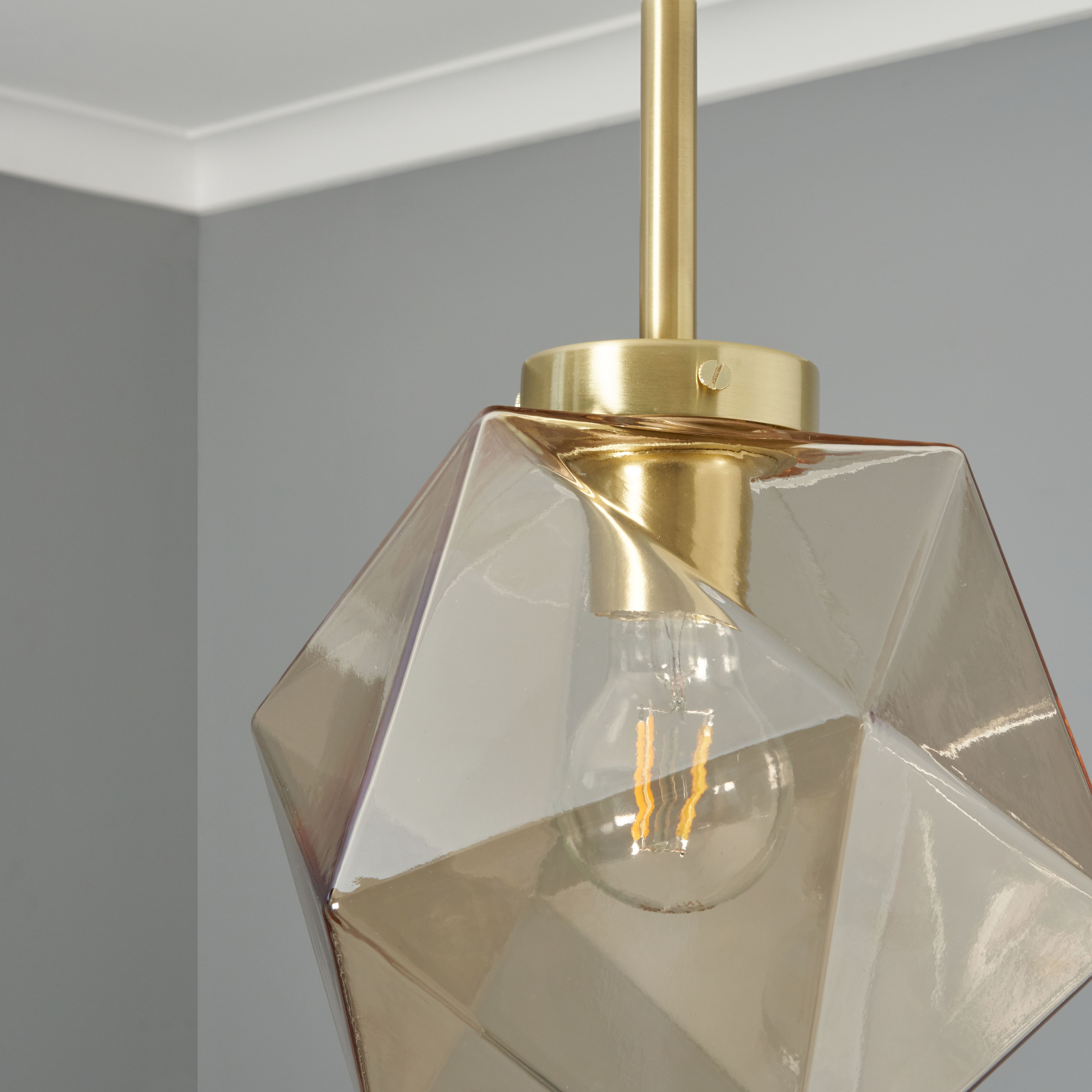 Luga Geometric Champagne Panel Ceiling Light - Satin Brass