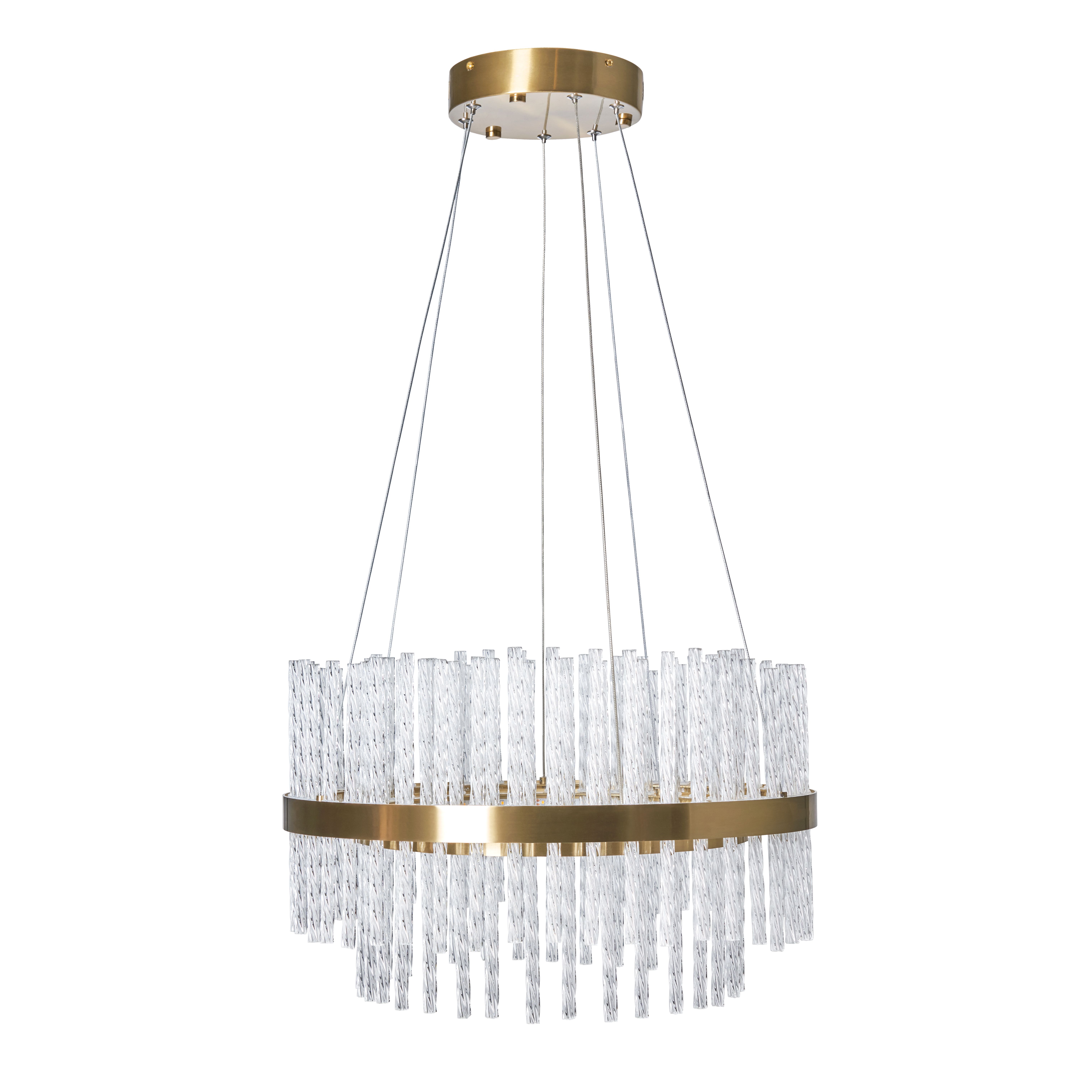Orta Twisted Glass Rod Chandelier - Satin Brass