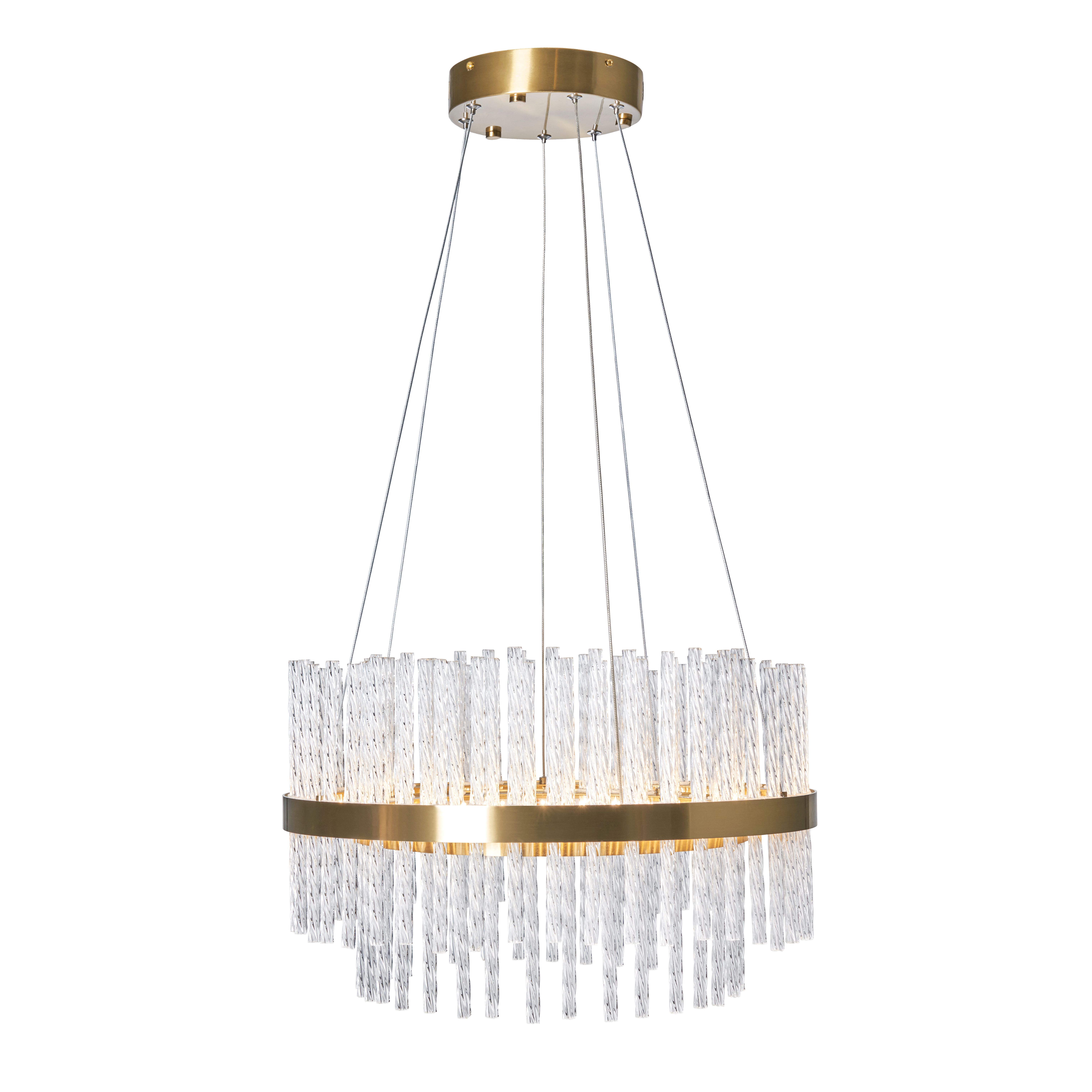 Orta Twisted Glass Rod Chandelier - Satin Brass