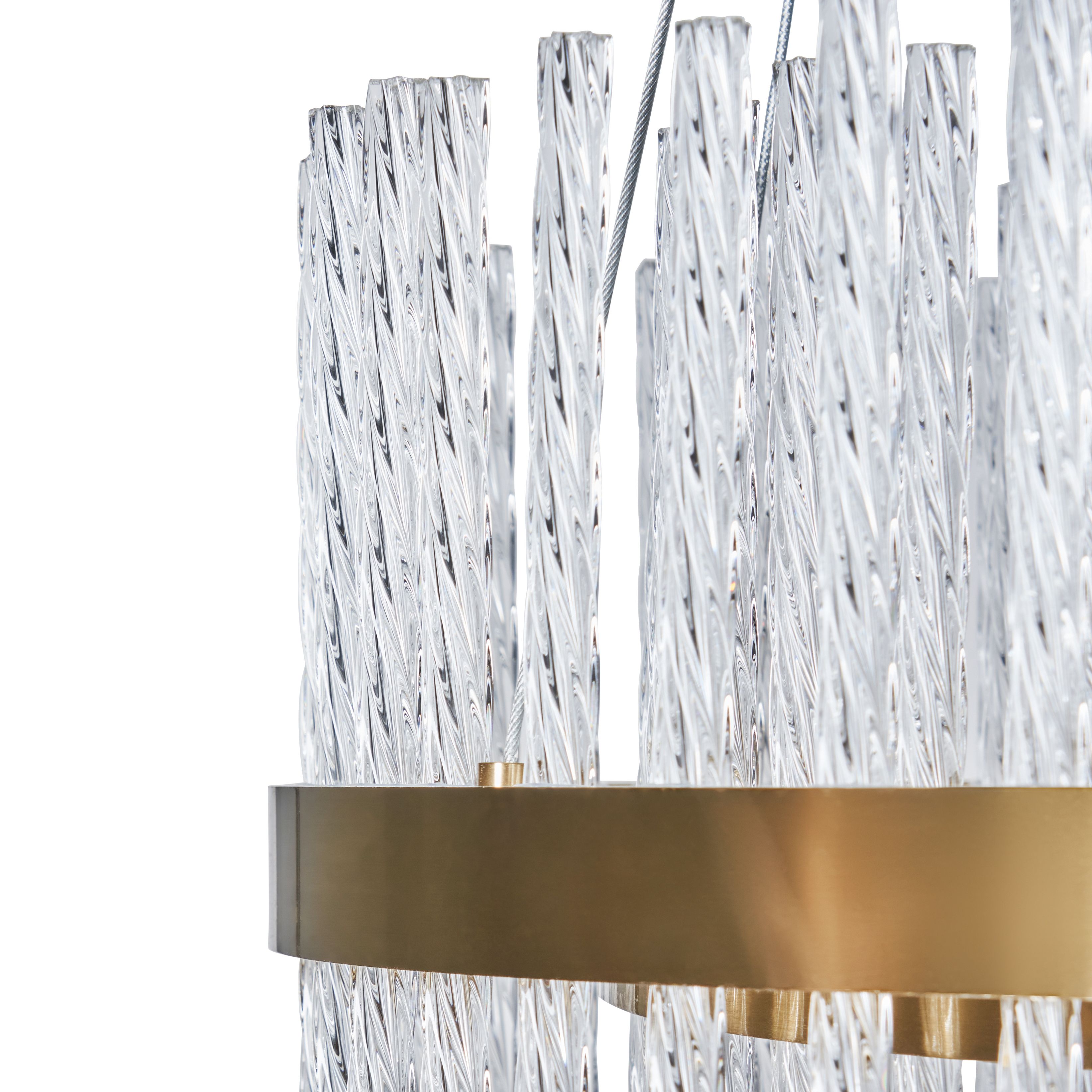 Orta Twisted Glass Rod Chandelier - Satin Brass