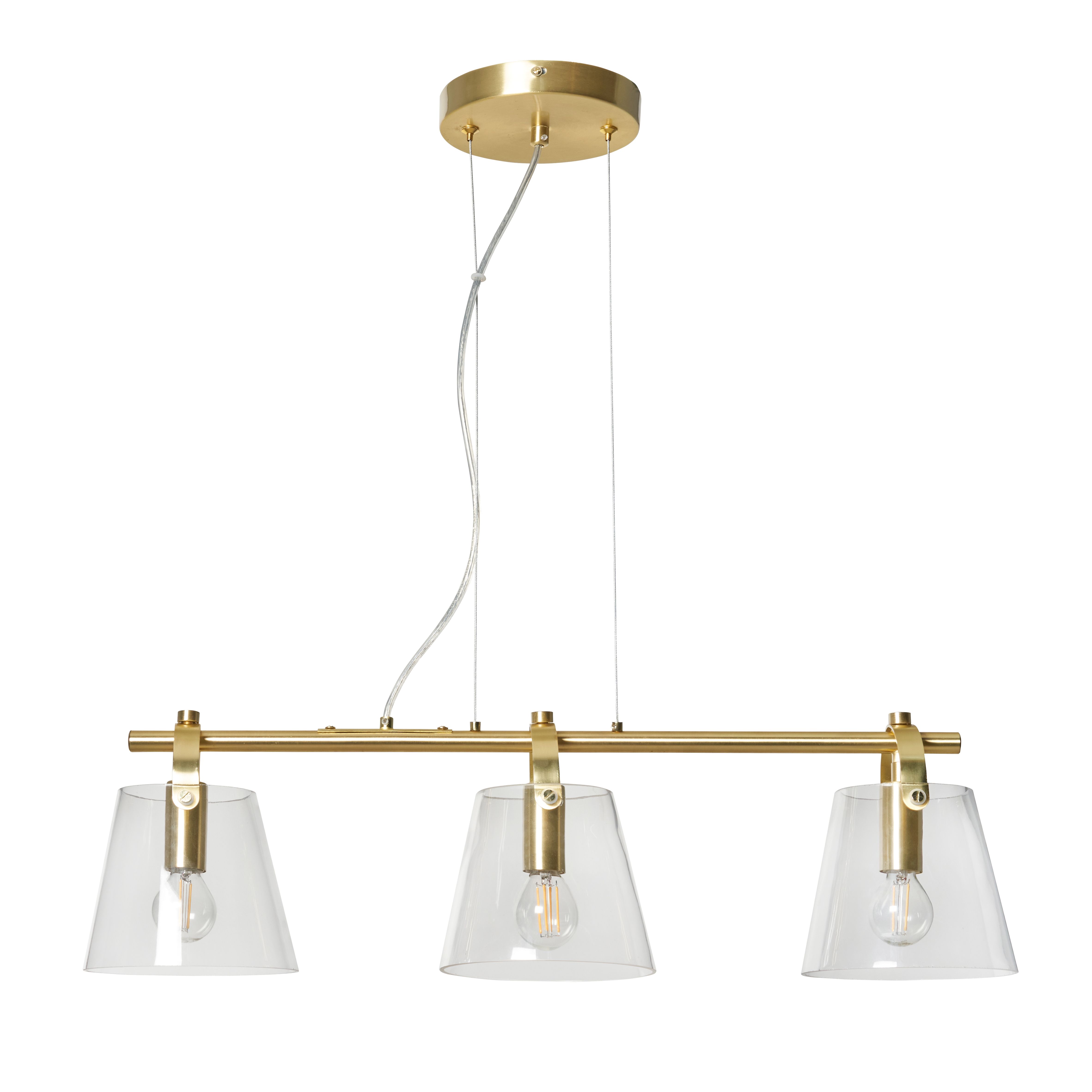 Cozzo Cone 3 Light Diner Pendant - Satin Brass