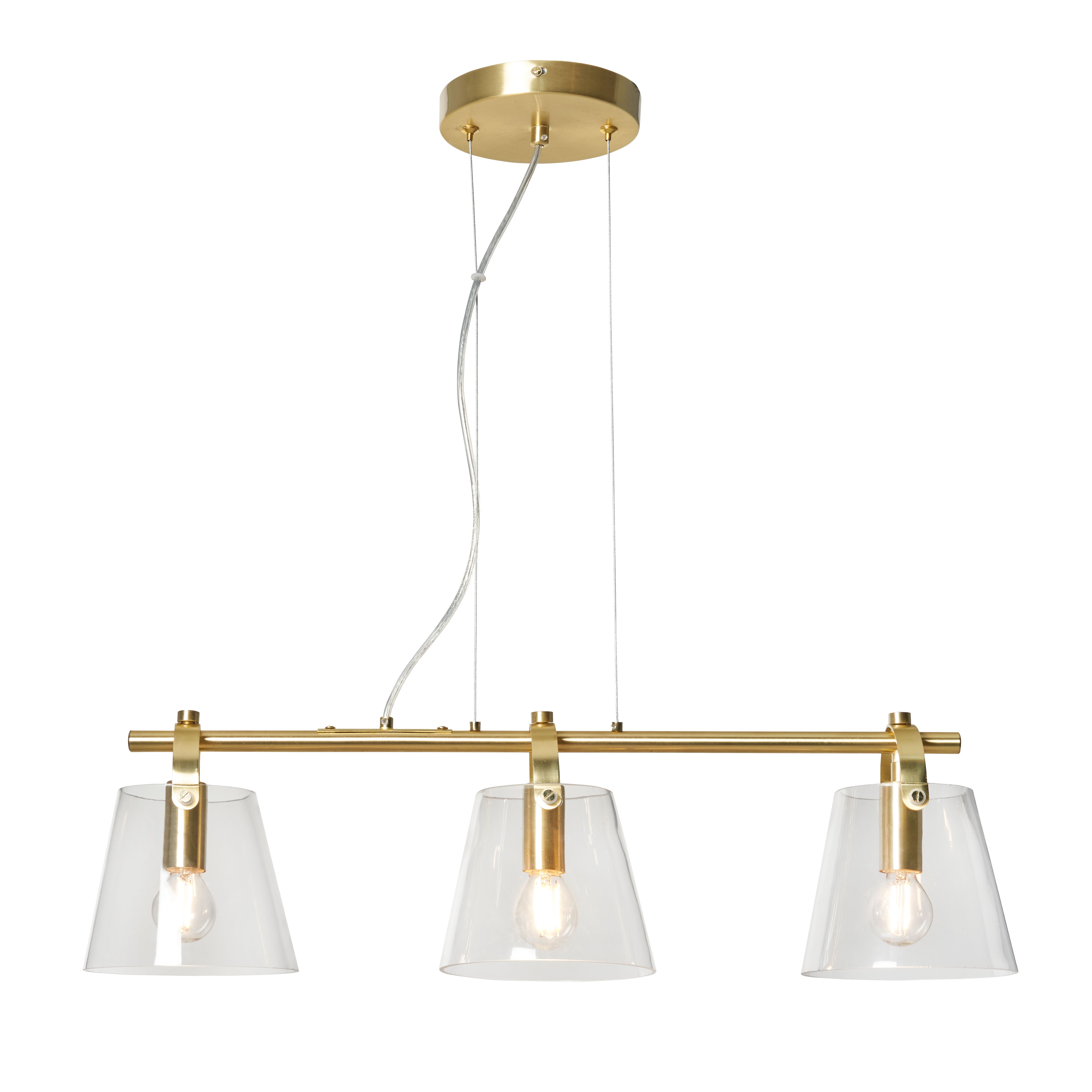 Cozzo Cone 3 Light Diner Pendant - Satin Brass