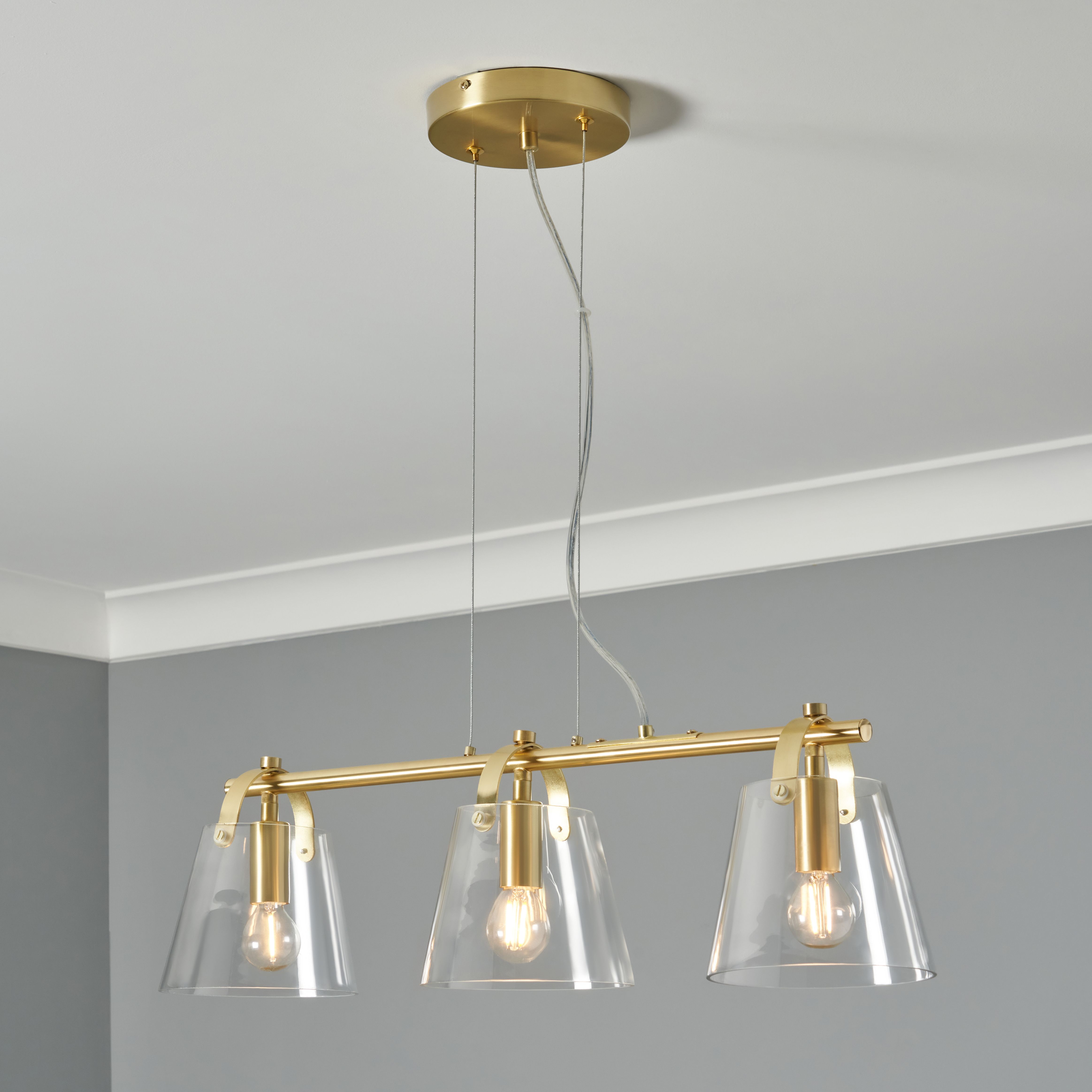 Cozzo Cone 3 Light Diner Pendant - Satin Brass