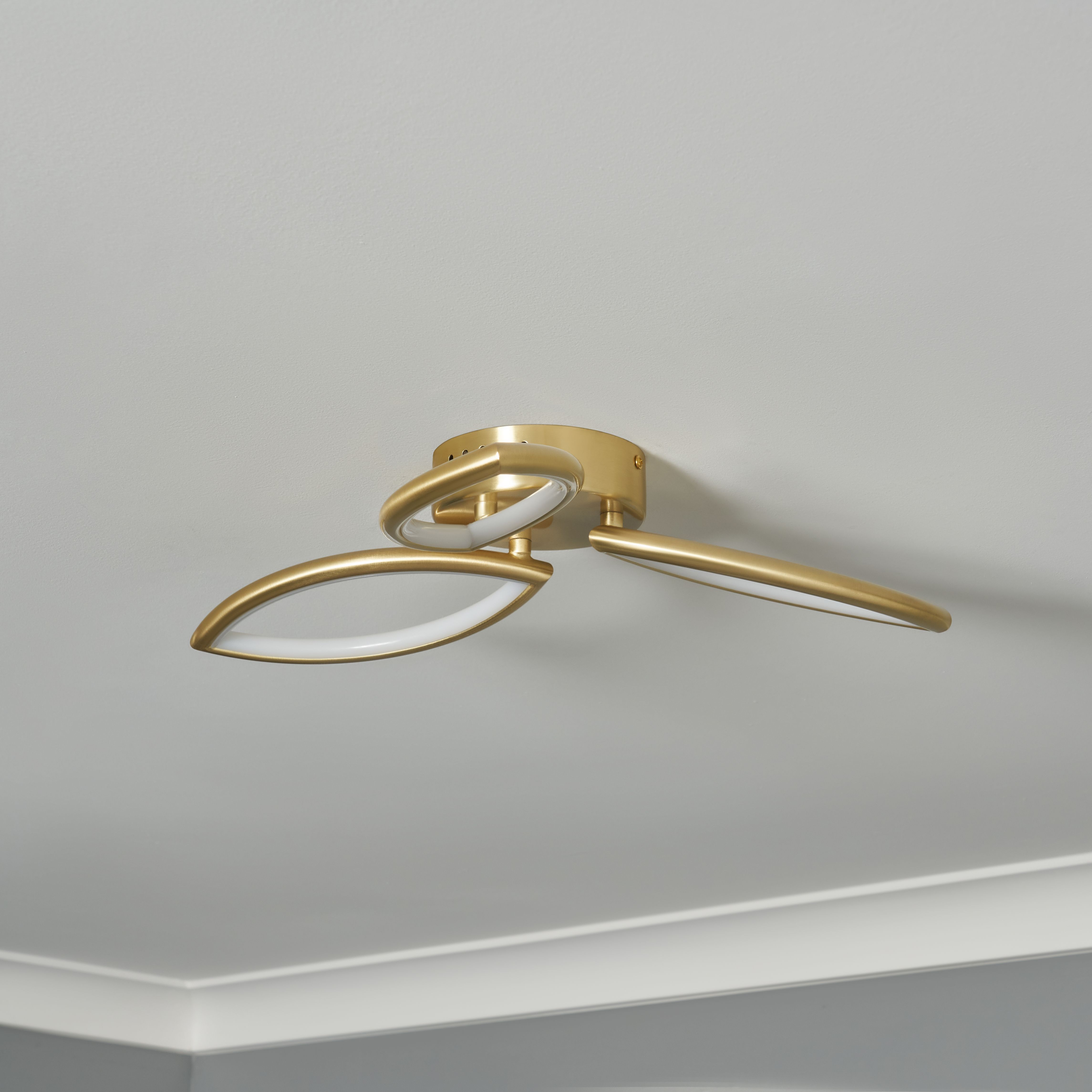 Renza 3 Leaf LED Ceiling Light Satin Brass