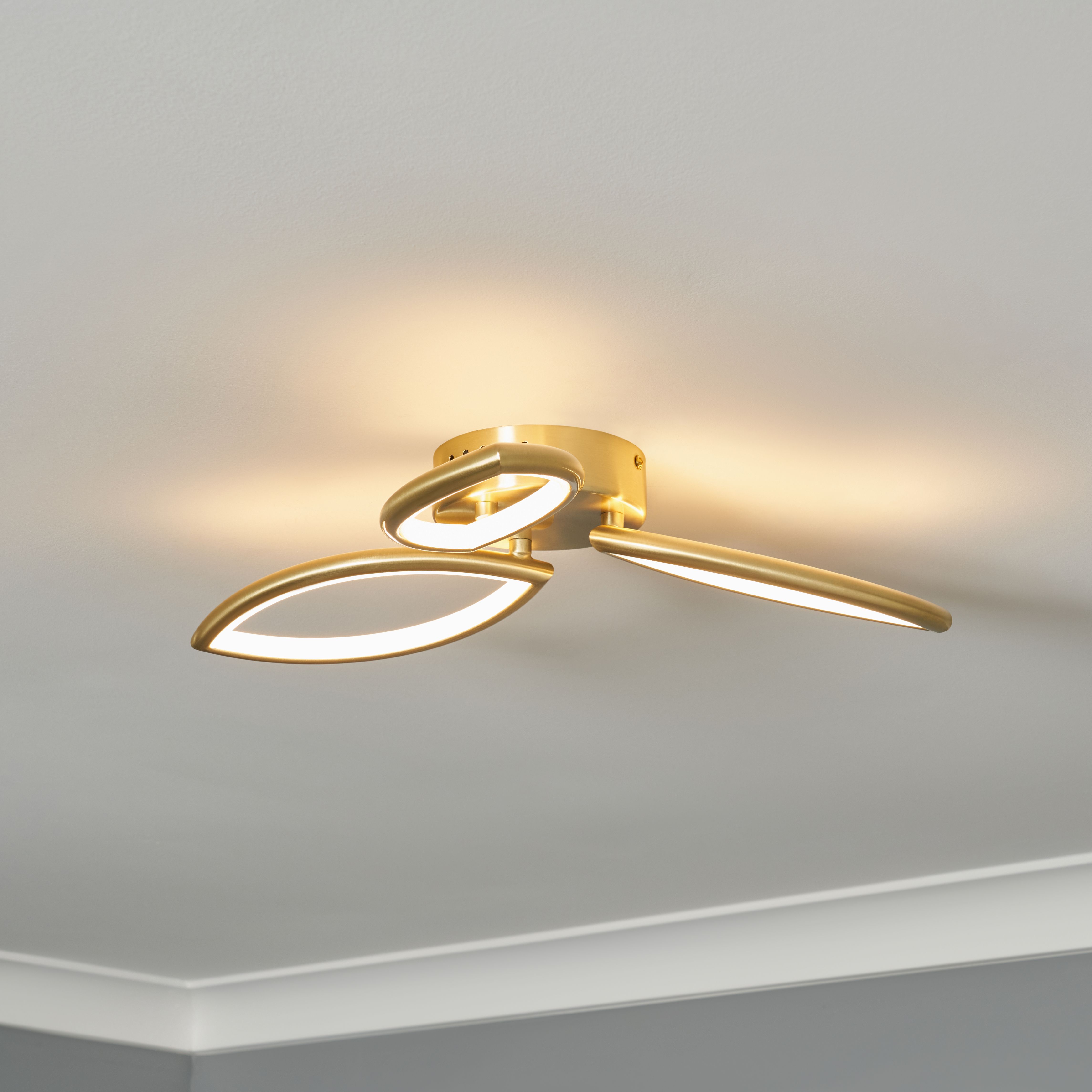 Renza 3 Leaf LED Ceiling Light Satin Brass