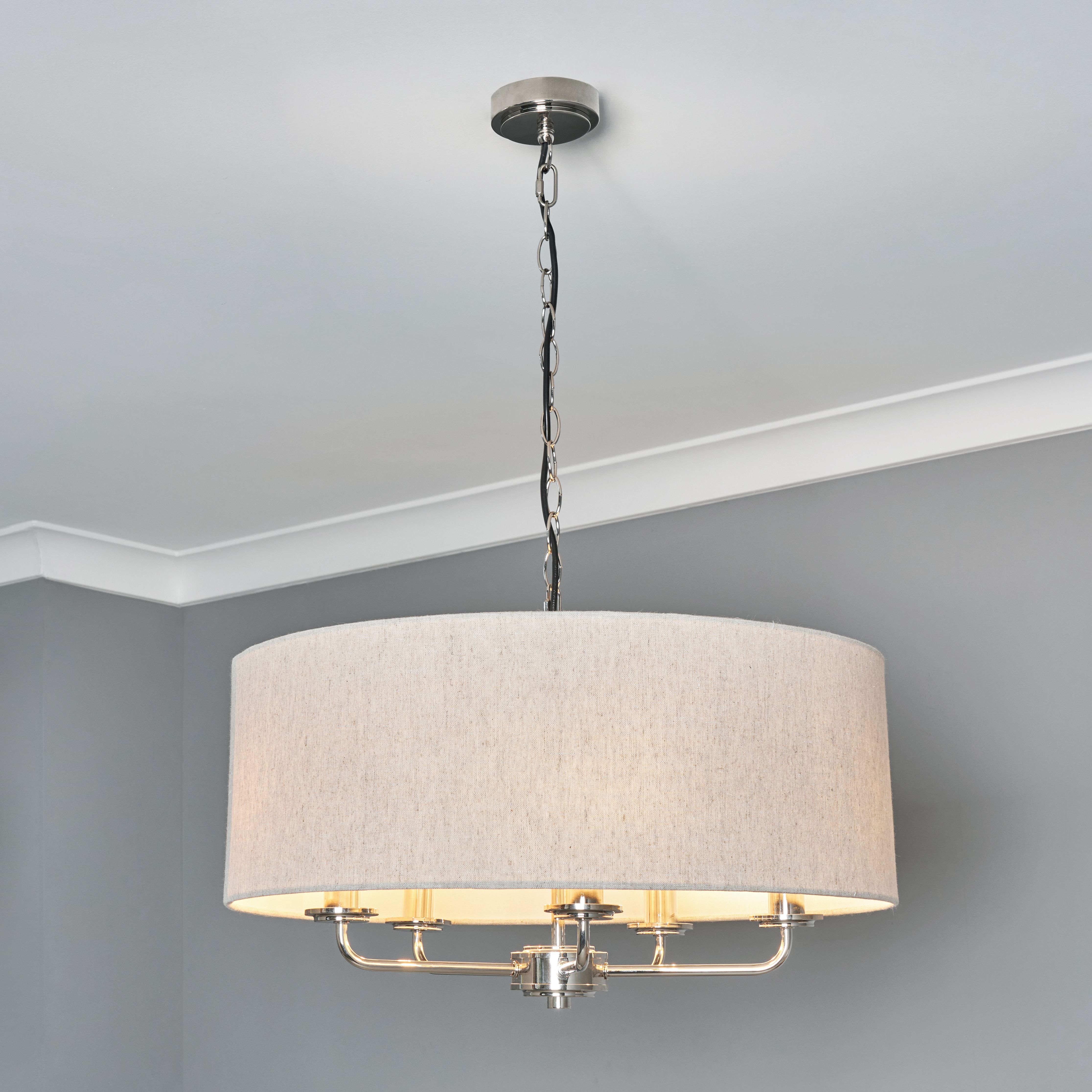 Caldon 5 Light Pendant - Polished/Nickel