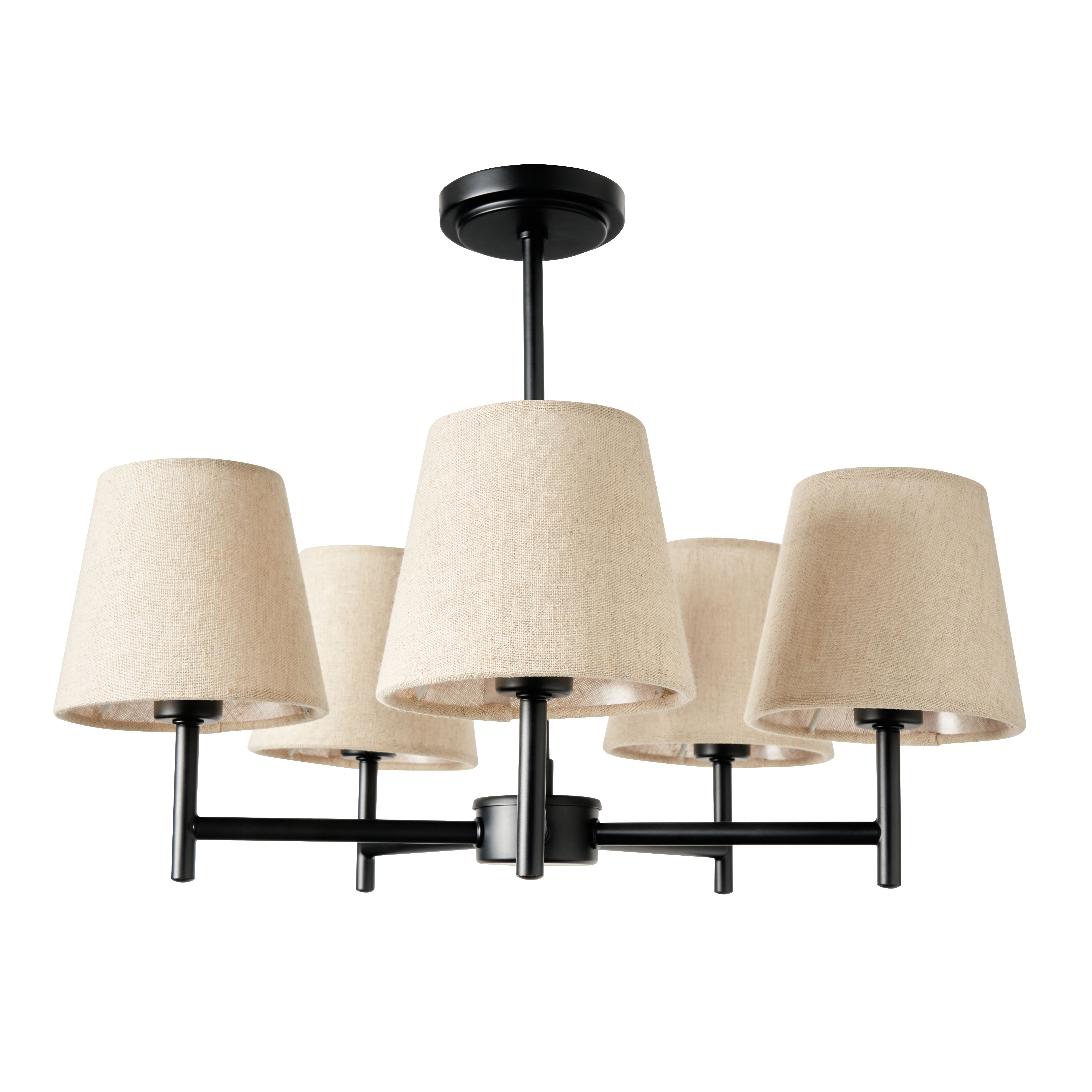 Capro Stepped Round 5 Light Ceiling Light - Black