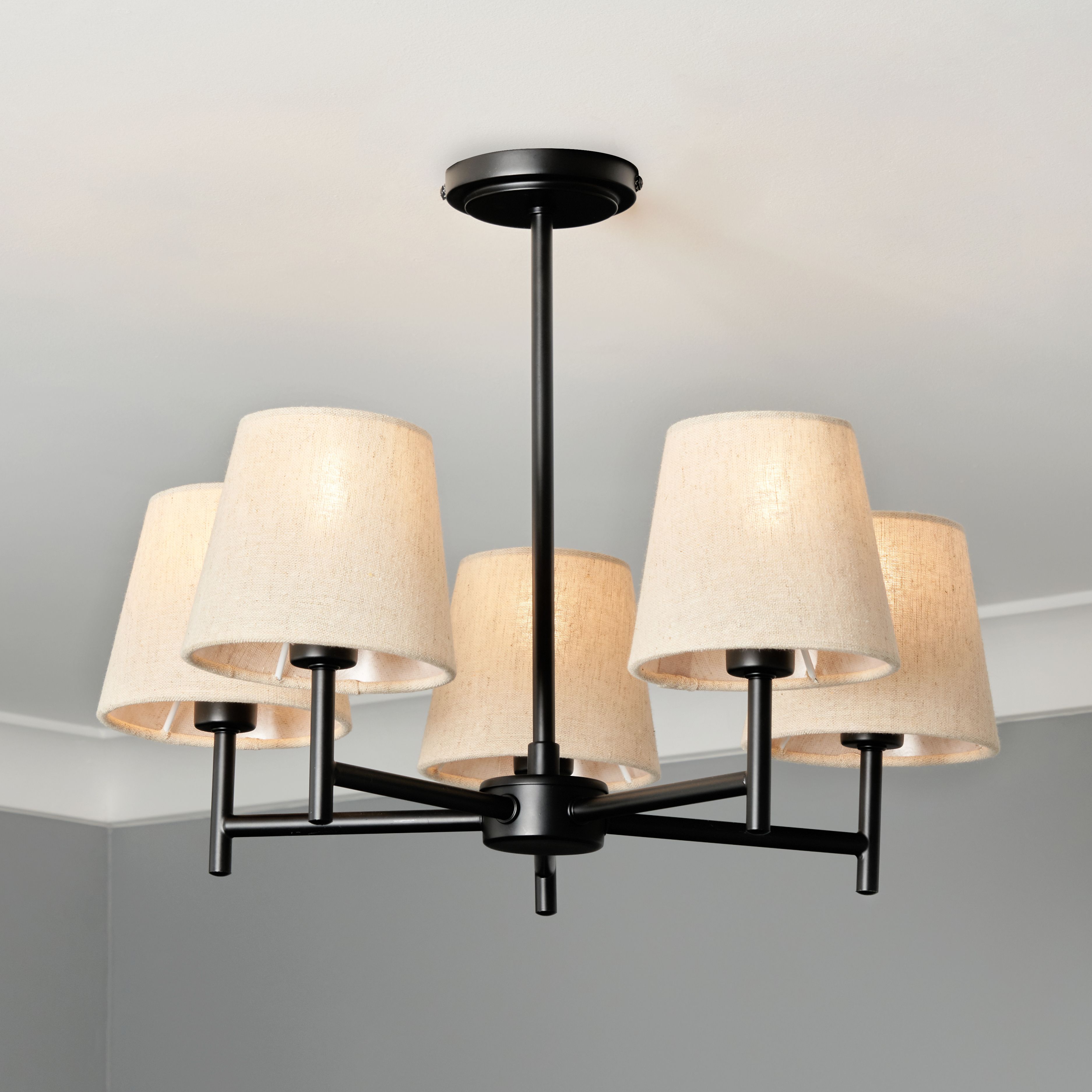 Capro Stepped Round 5 Light Ceiling Light - Black