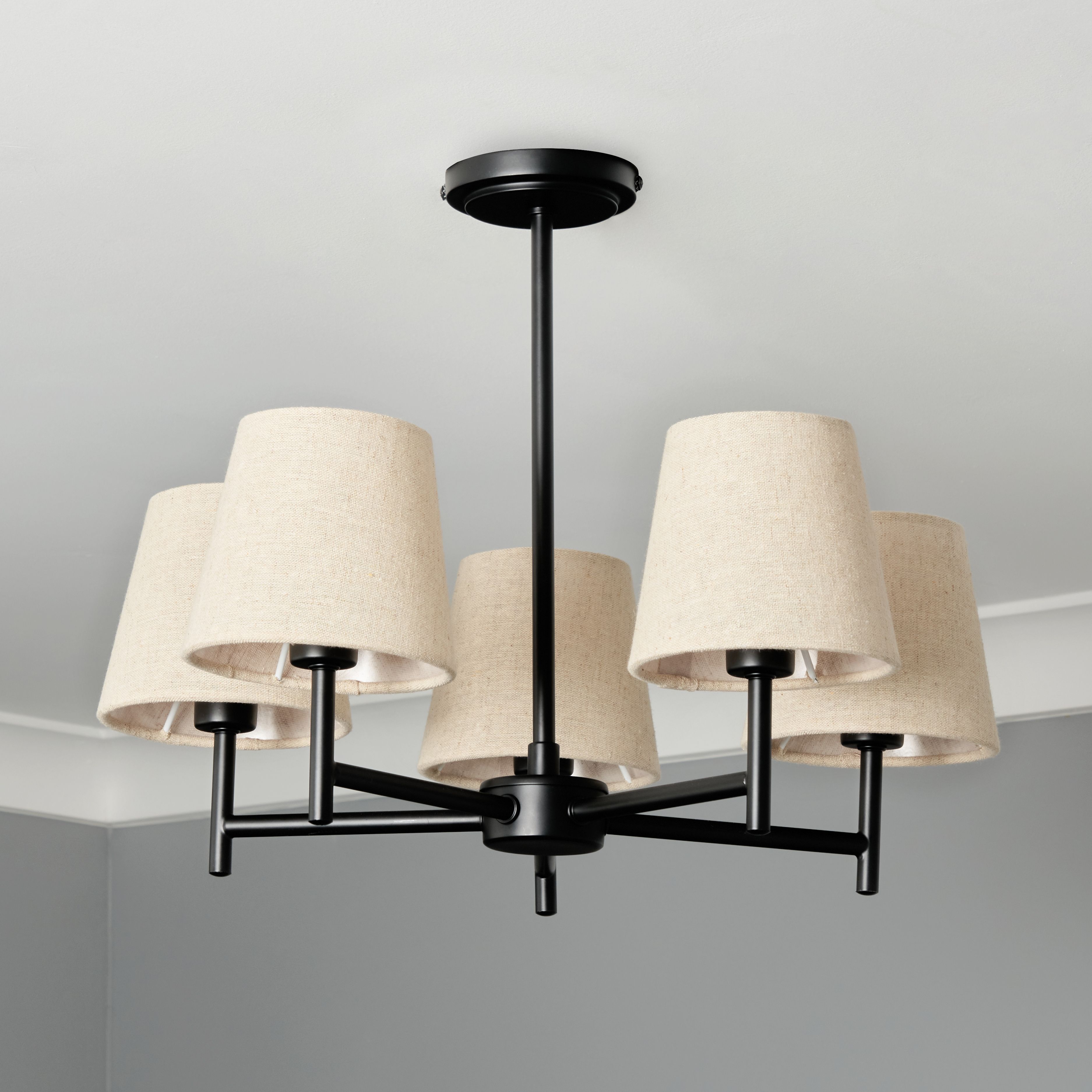 Capro Stepped Round 5 Light Ceiling Light - Black