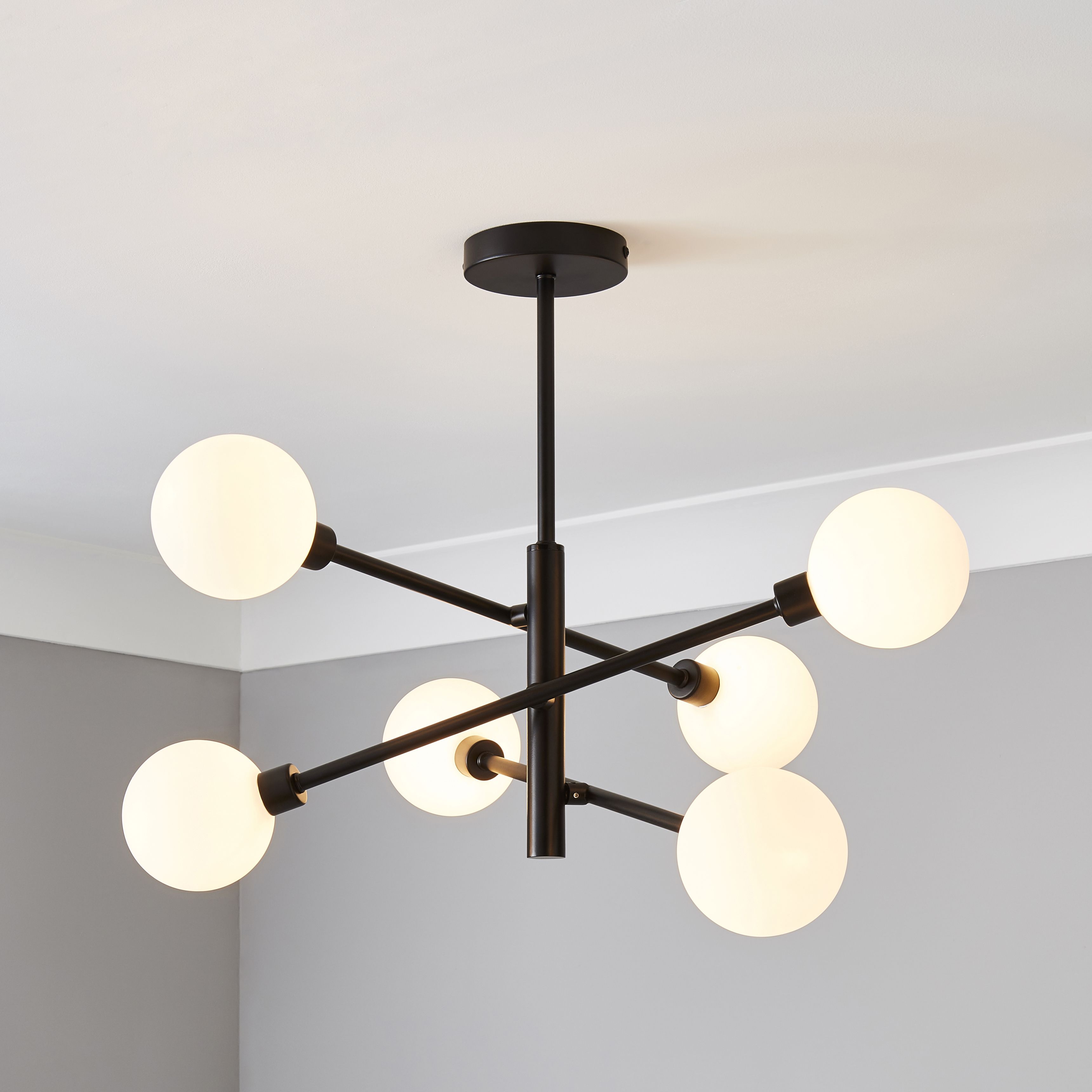 Casa Cross-Arm 6 Light Ceiling Pendant - Black
