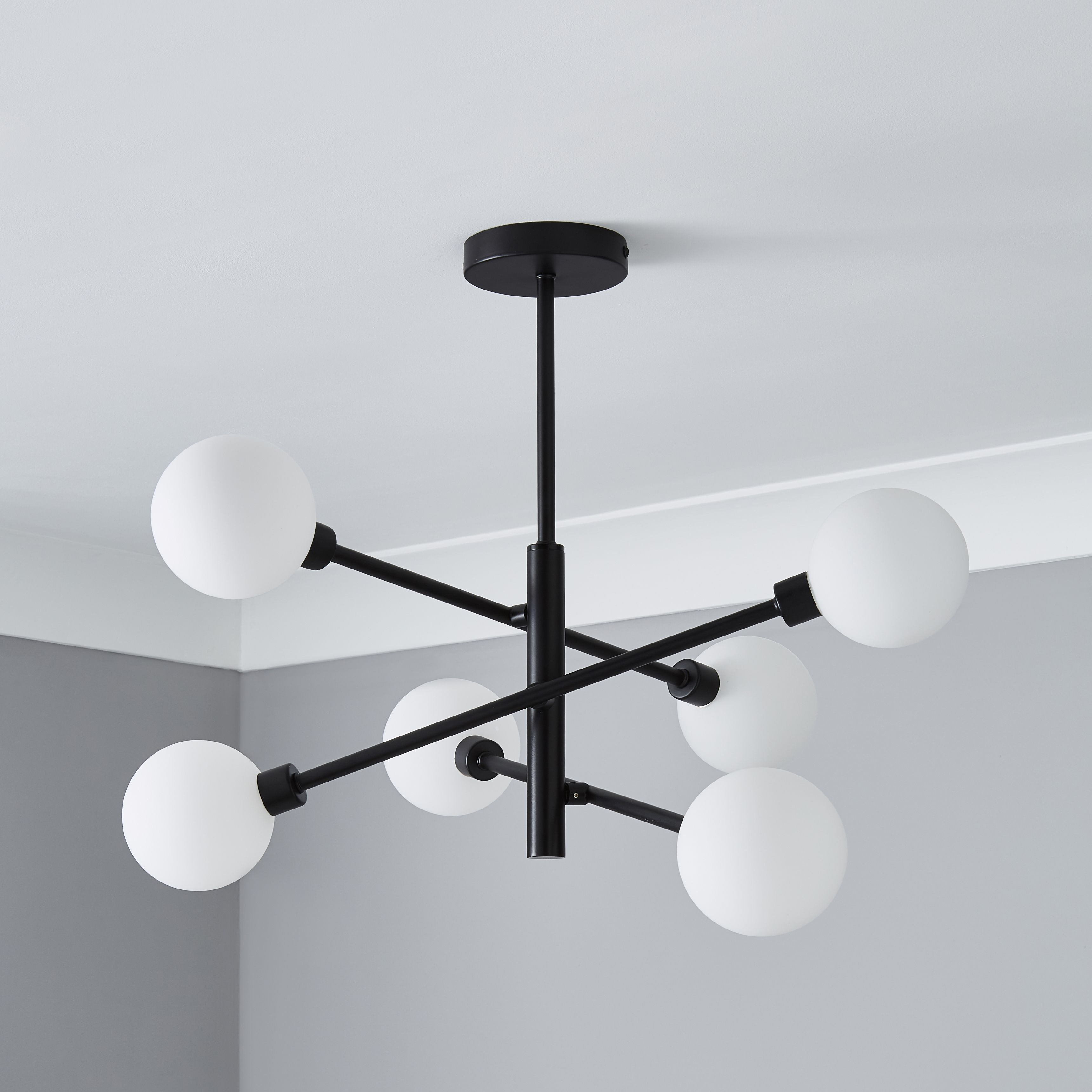 Casa Cross-Arm 6 Light Ceiling Pendant - Black