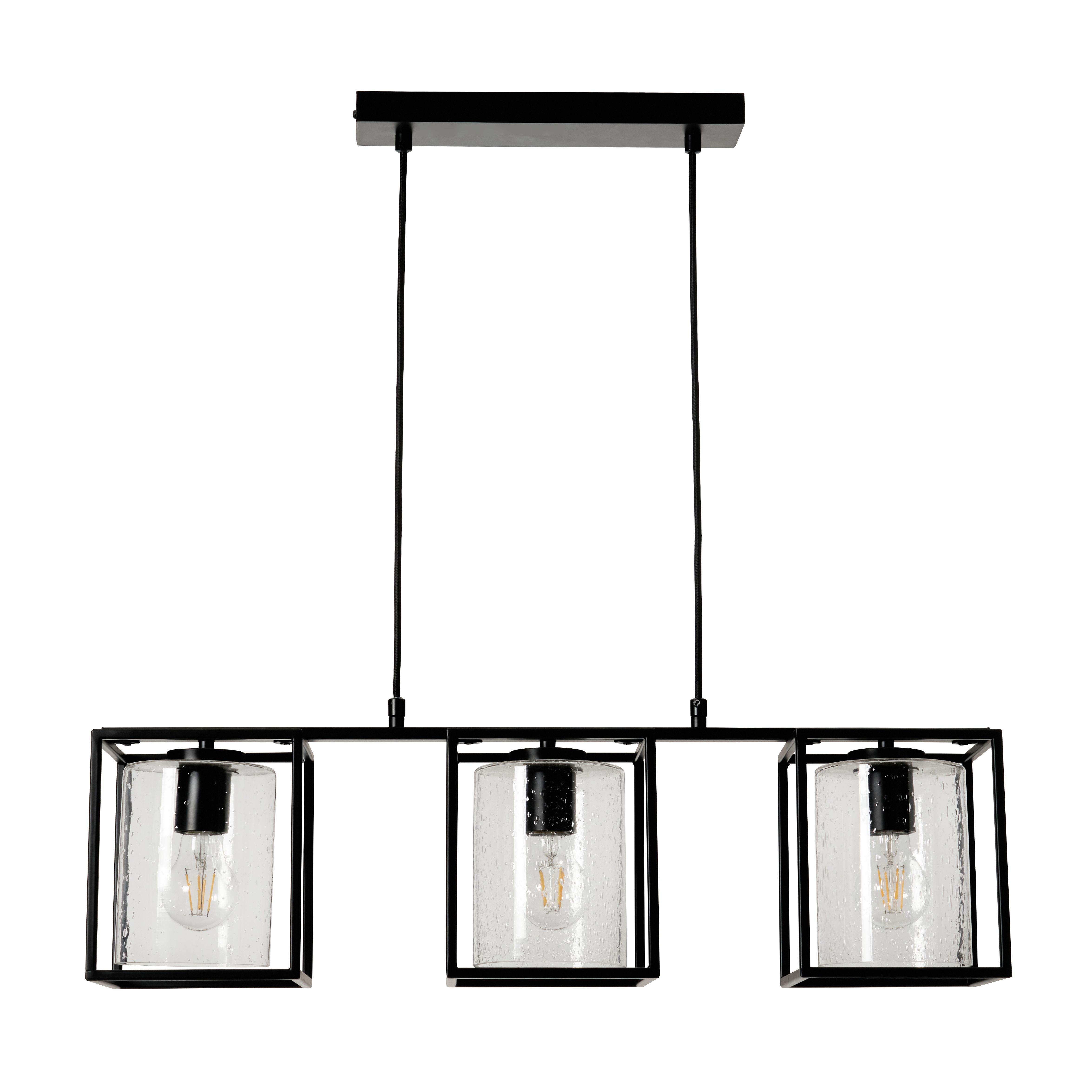 Conza Industrial Cube 3 Light Diner - Black