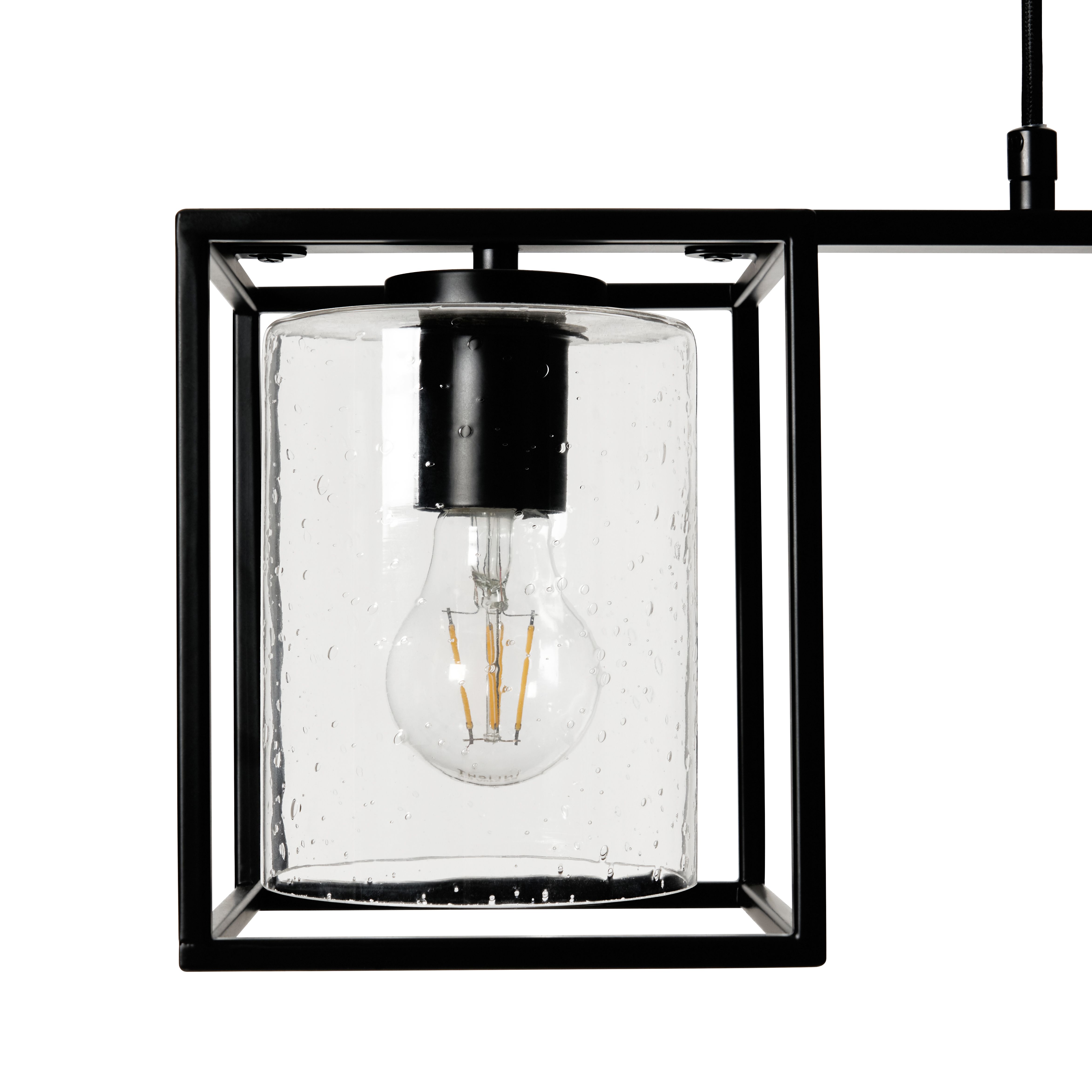 Conza Industrial Cube 3 Light Diner - Black