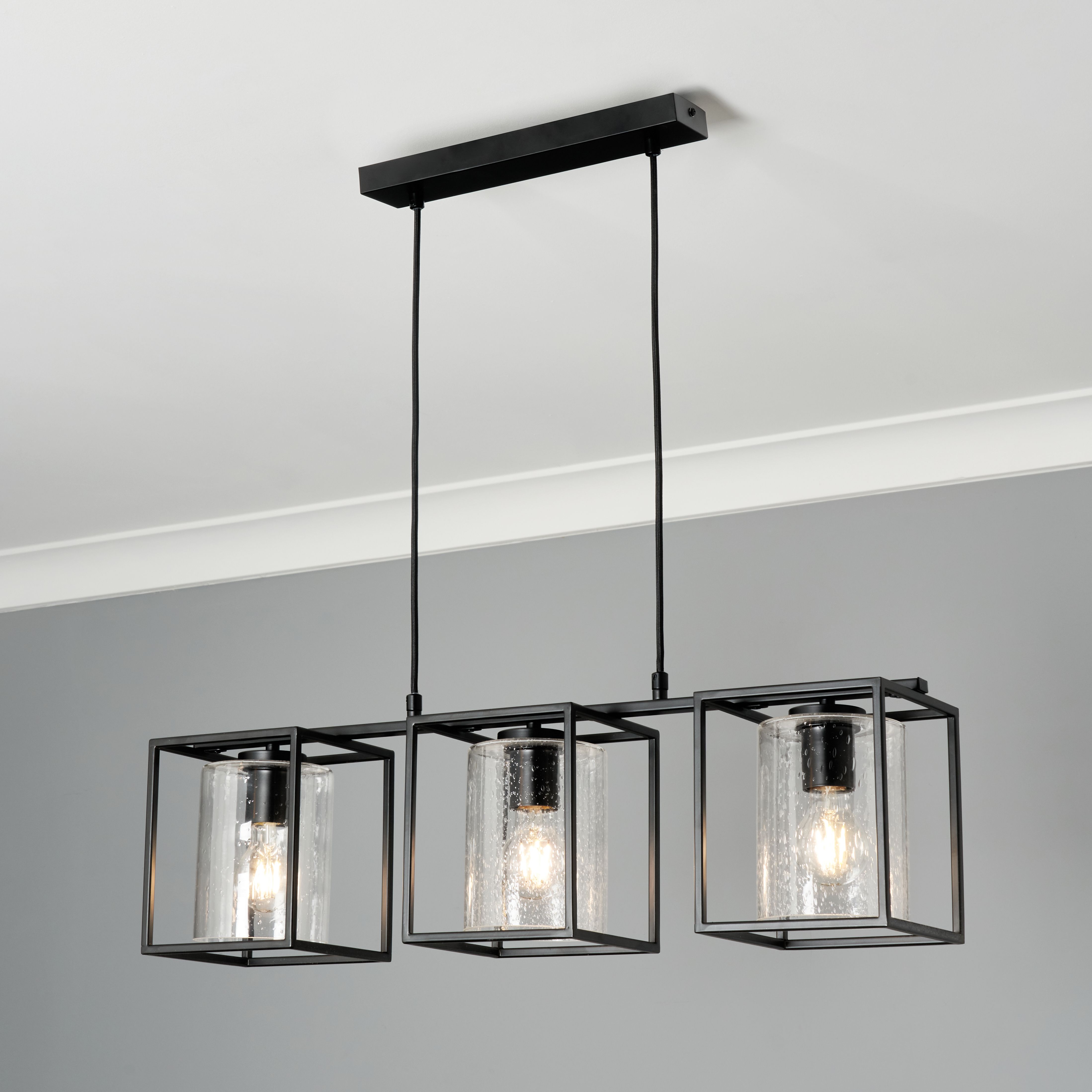 Conza Industrial Cube 3 Light Diner - Black