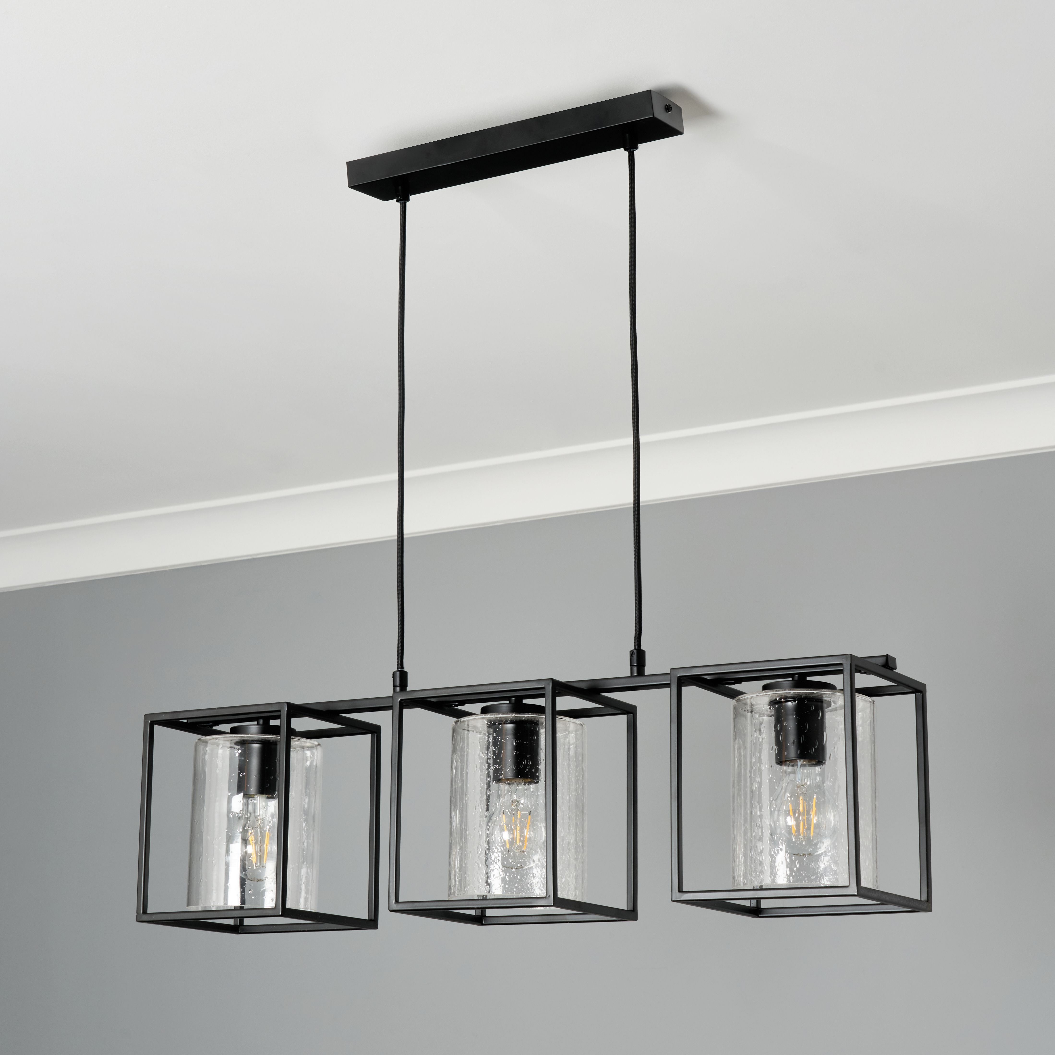 Conza Industrial Cube 3 Light Diner - Black