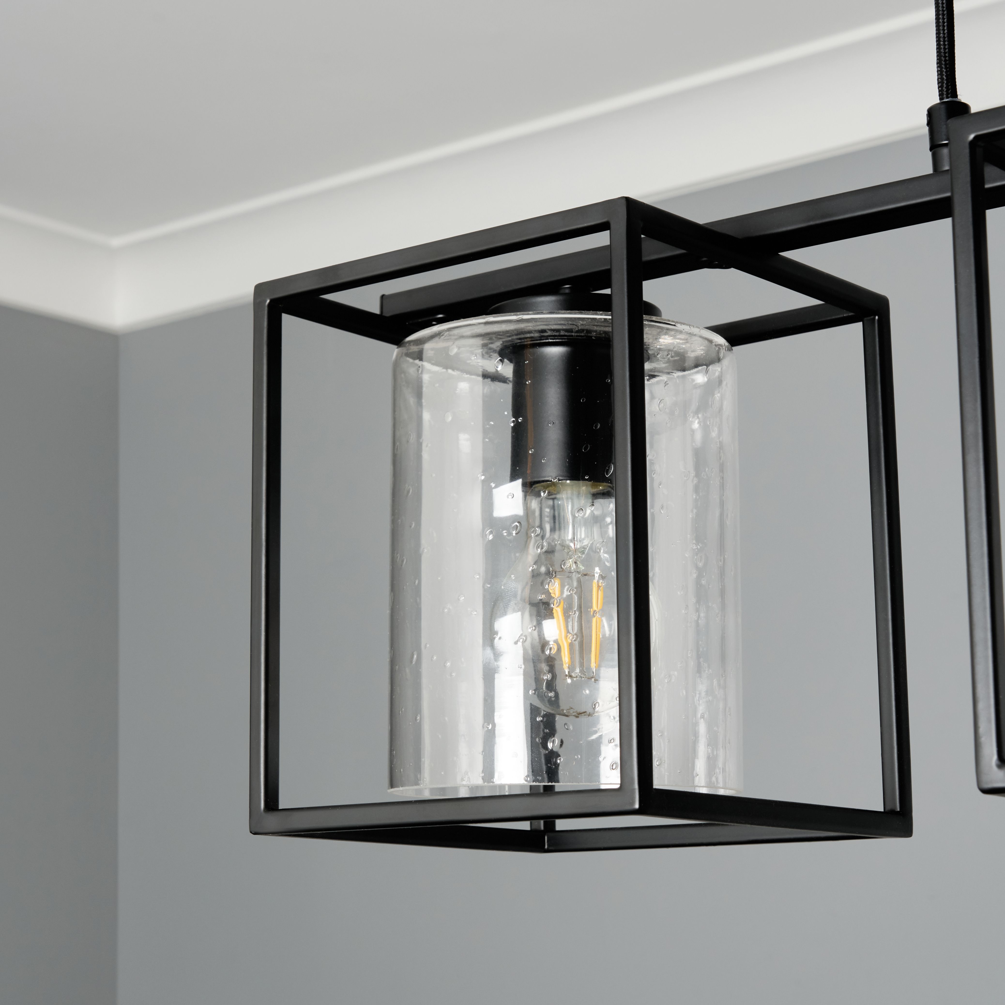 Conza Industrial Cube 3 Light Diner - Black